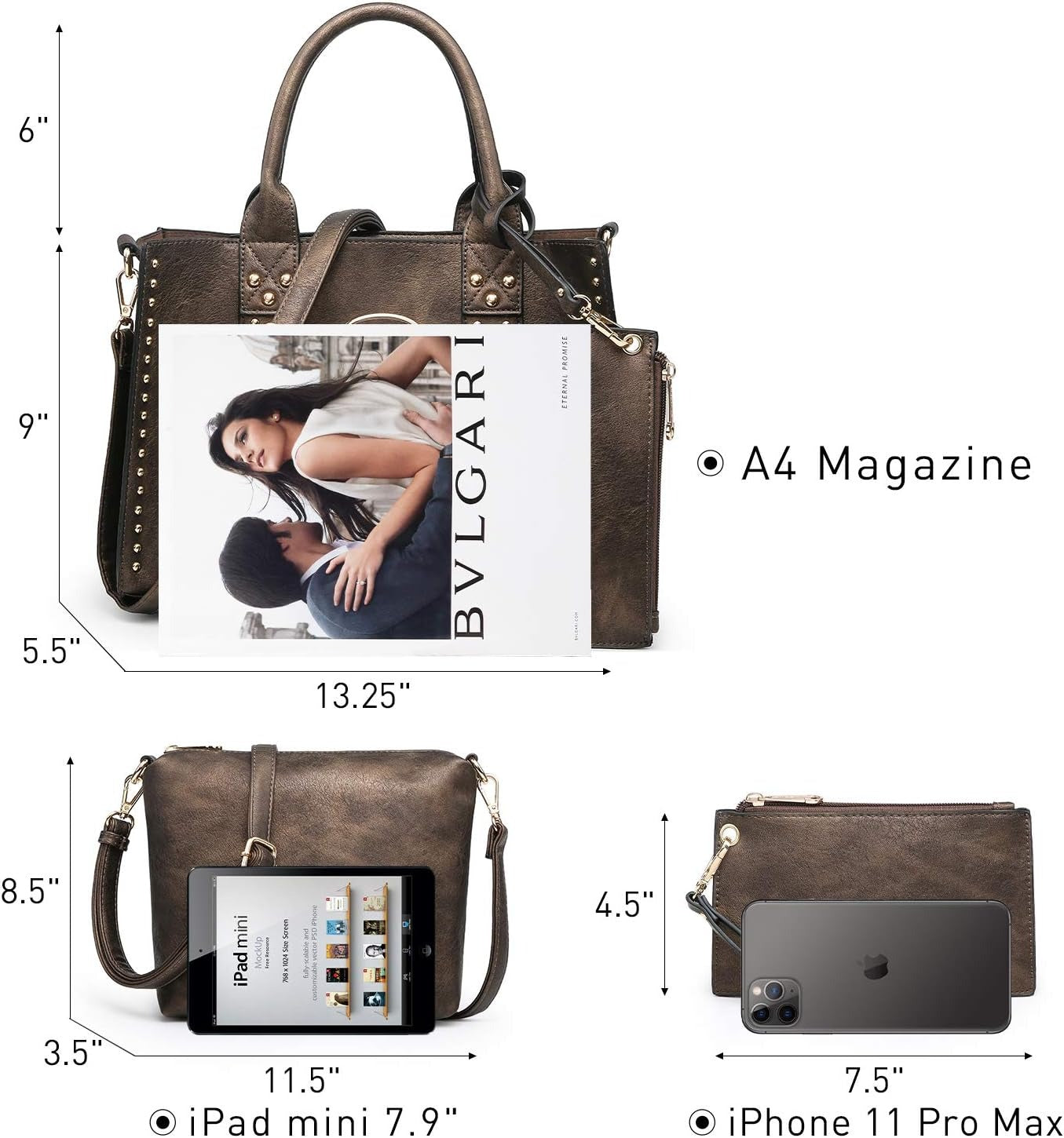Purses Handbags for Women Tote Wallet Set Top Handle Satchel Shoulder Hobo Bag 3pcs