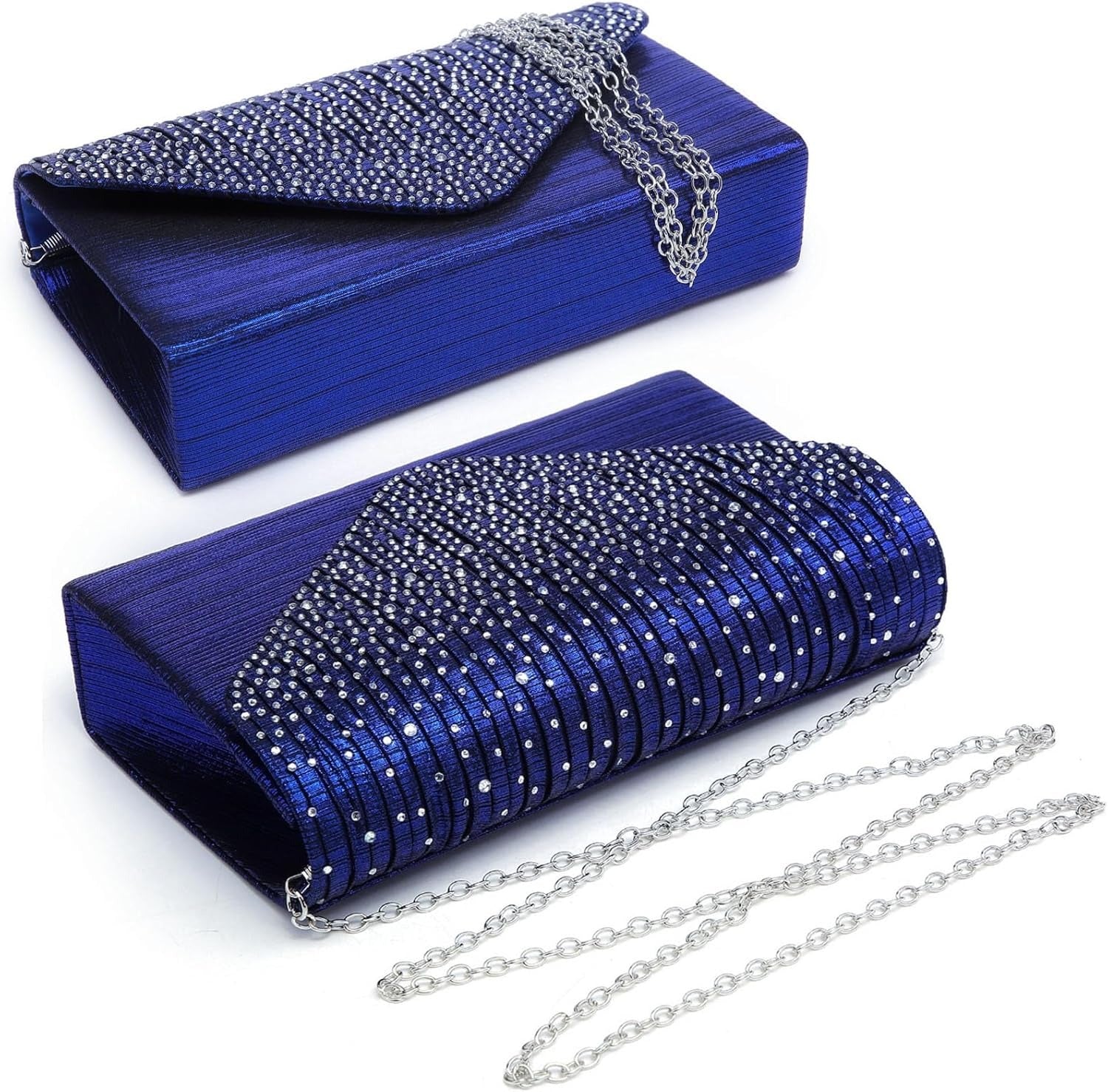 Ladies Frosted Satin Evening Clutch Purse Bag Crossbody Handbags Party Prom Wedding Envelope