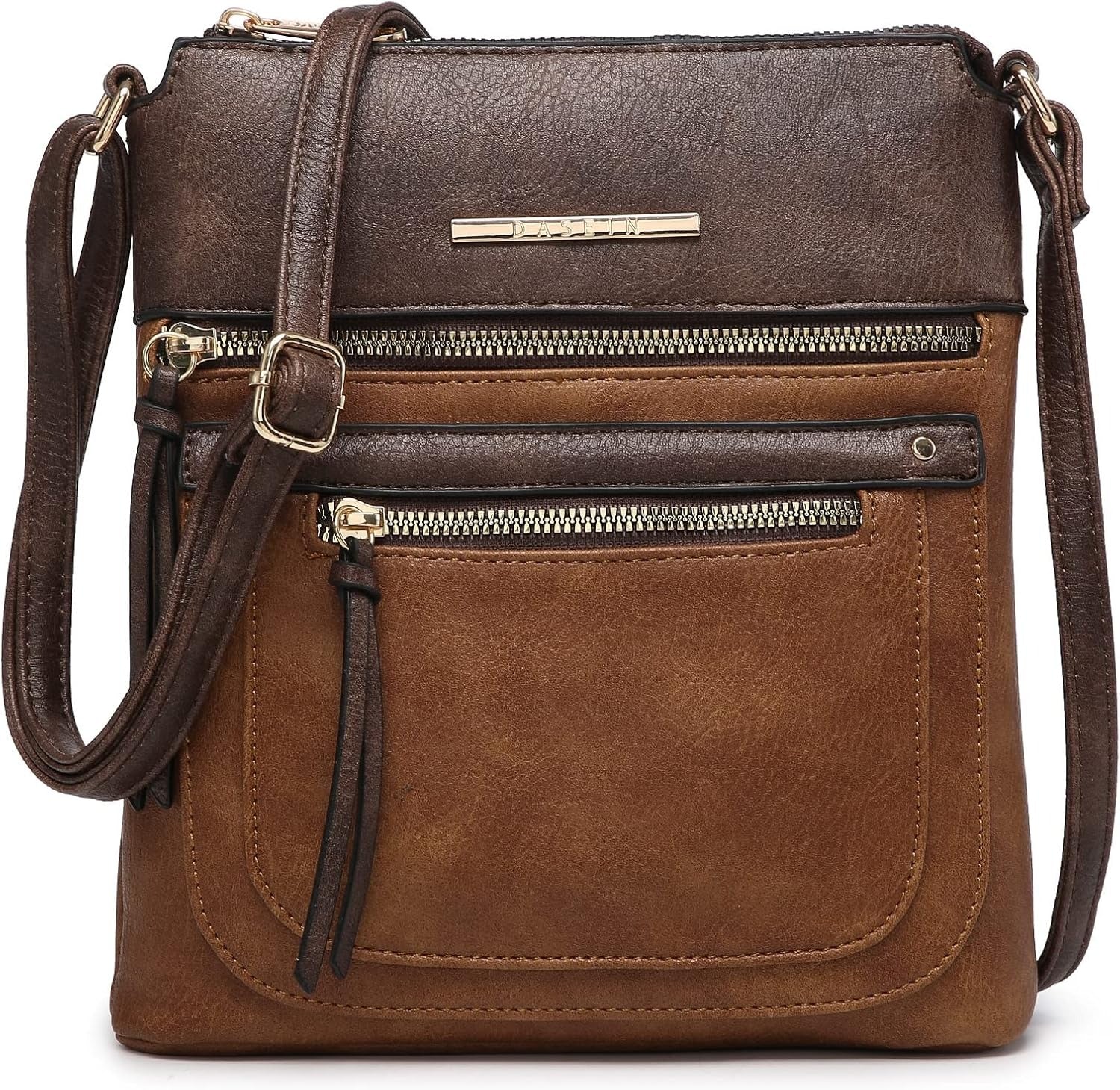 Crossbody Purse for Women Vegan Leather Shoulder Handbags Messenger Bags with Multi Zipper Pockets