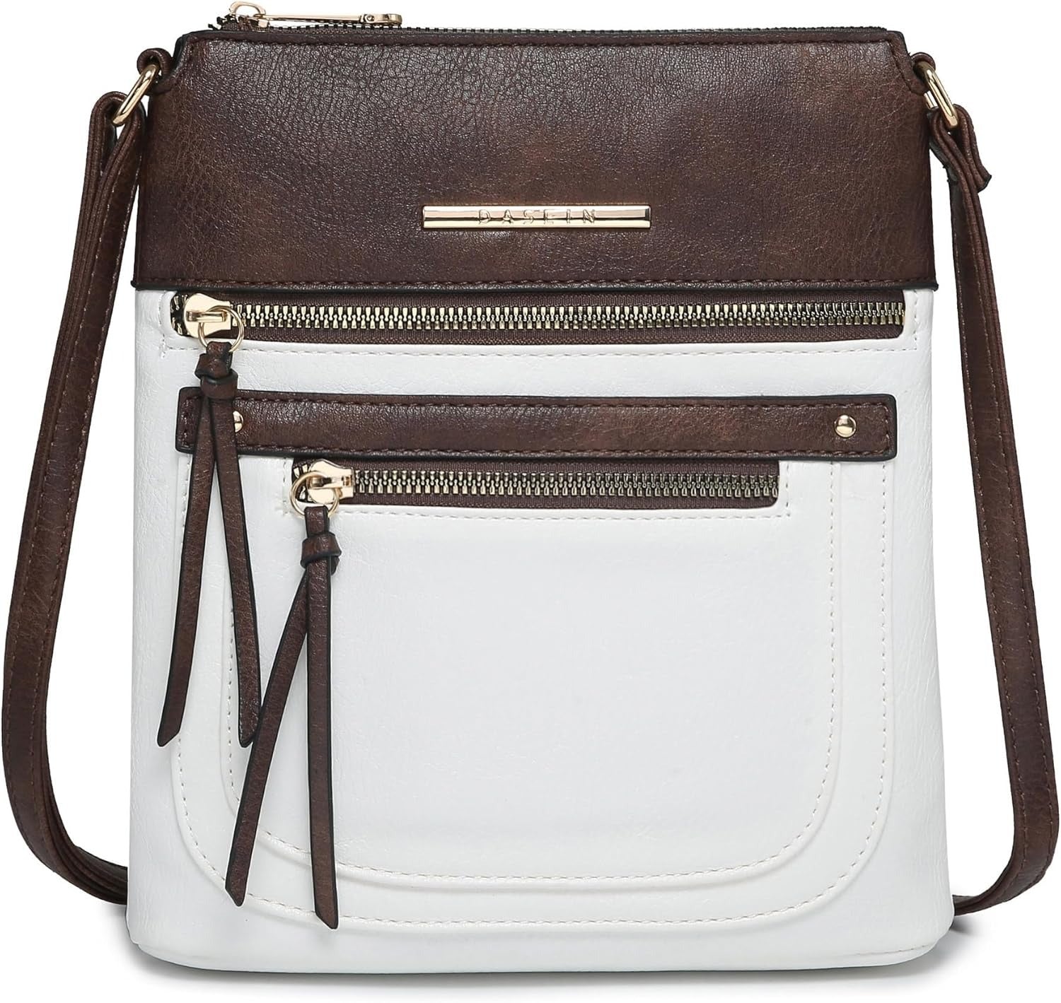 Crossbody Purse for Women Vegan Leather Shoulder Handbags Messenger Bags with Multi Zipper Pockets