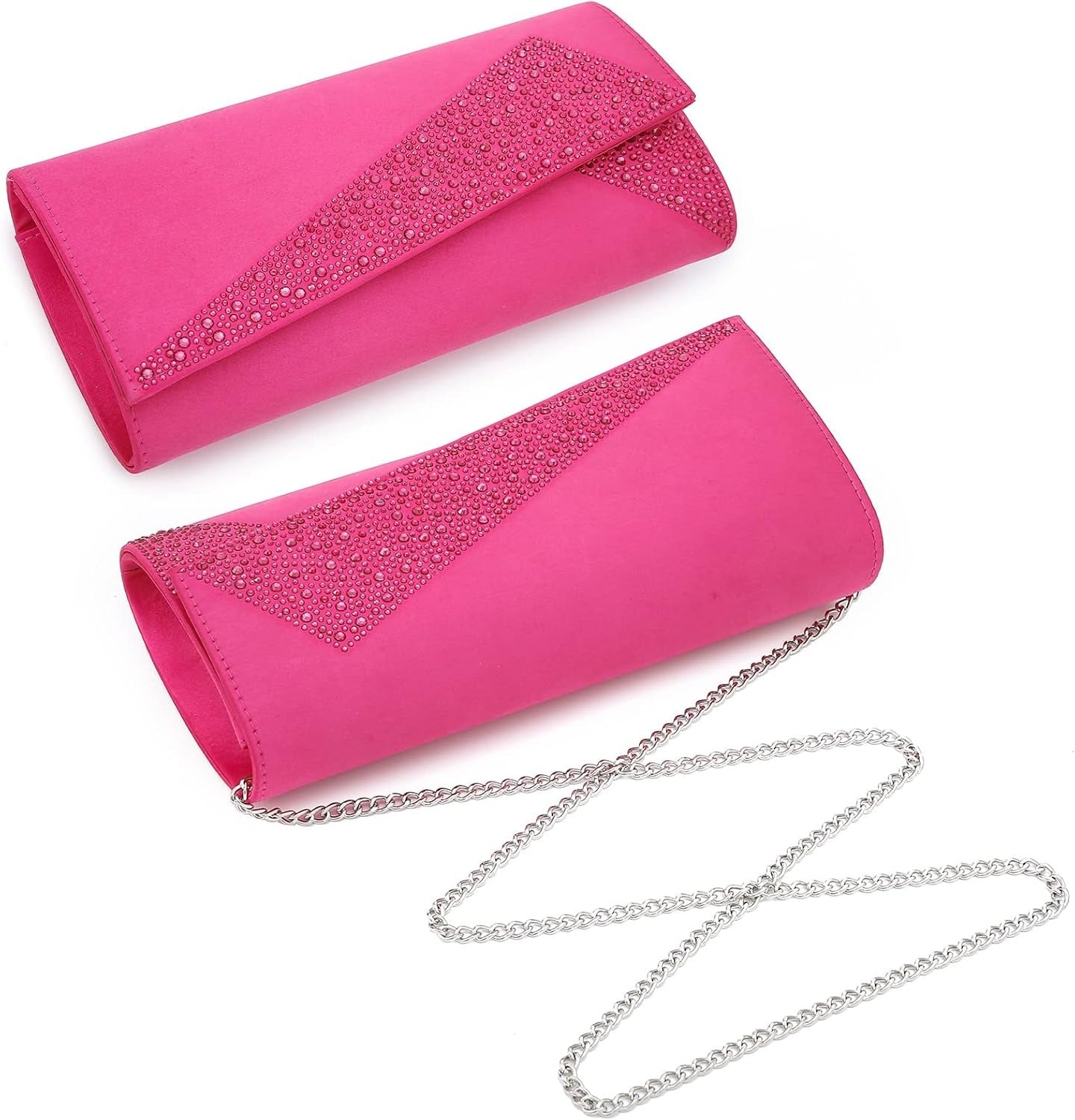 Women's Satin Rhinestone Clutch Evening Bags Sparkle Glitter Shiny Purse Handbag for Party Wedding Cocktail Prom