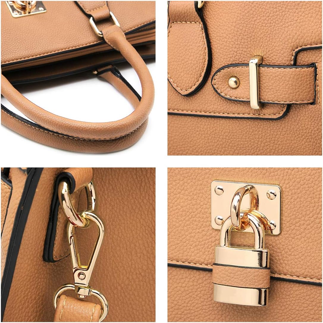 Women Handbags and Purses Ladies Shoulder Bag Top Handle Satchel Tote Work Bag with Matching Clutch