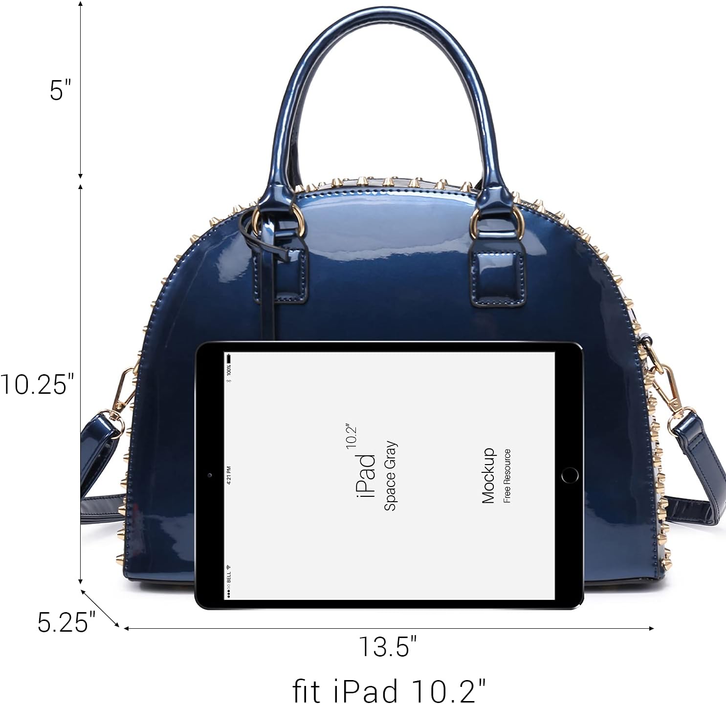 Women Patent Leather Purses Handbags Dome Satchel Purse Work Tote Structured Shoulder Bag with Long Strap