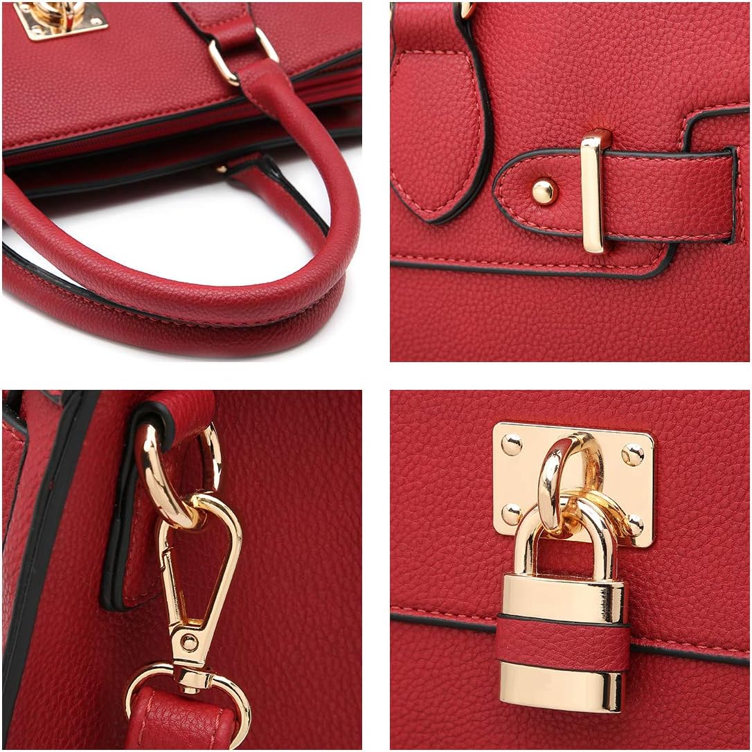 Women Handbags and Purses Ladies Shoulder Bag Top Handle Satchel Tote Work Bag with Matching Clutch