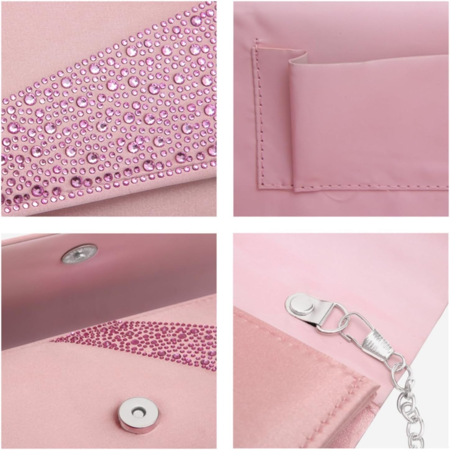 Women's Satin Rhinestone Clutch Evening Bags Sparkle Glitter Shiny Purse Handbag for Party Wedding Cocktail Prom