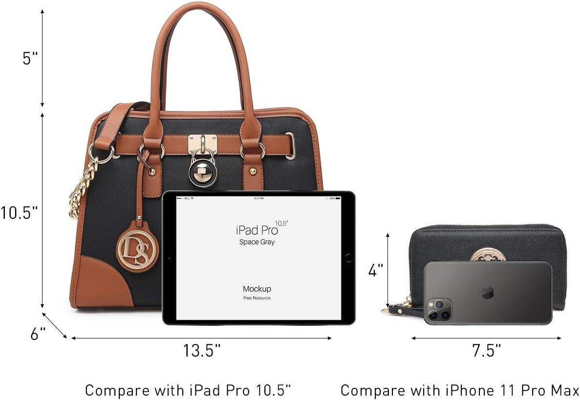 Women Handbags Top Handle Satchel Purse Shoulder Bag Hobo Bag Work Bag Set 2pcs