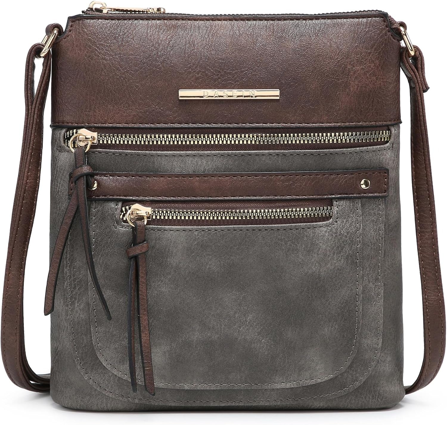 Crossbody Purse for Women Vegan Leather Shoulder Handbags Messenger Bags with Multi Zipper Pockets