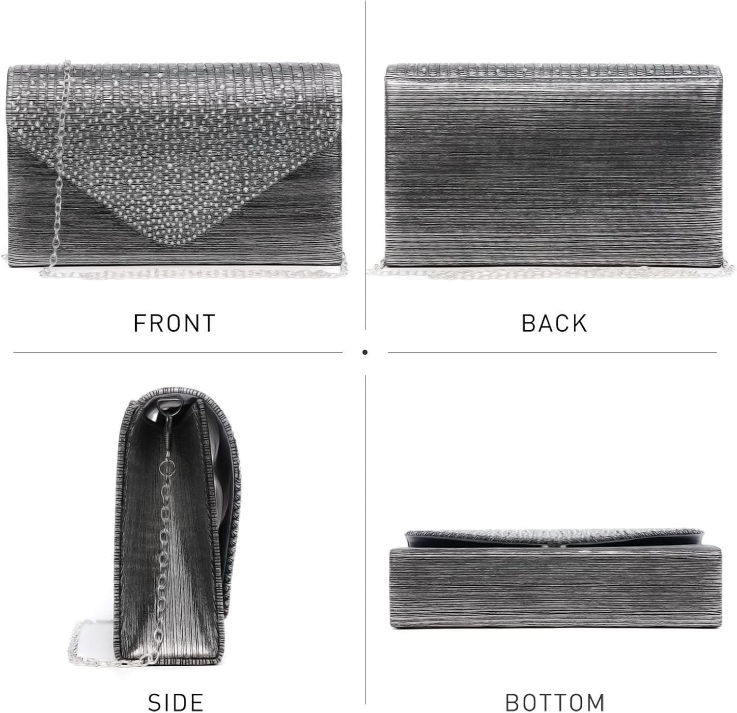Ladies Frosted Satin Evening Clutch Purse Bag Crossbody Handbags Party Prom Wedding Envelope