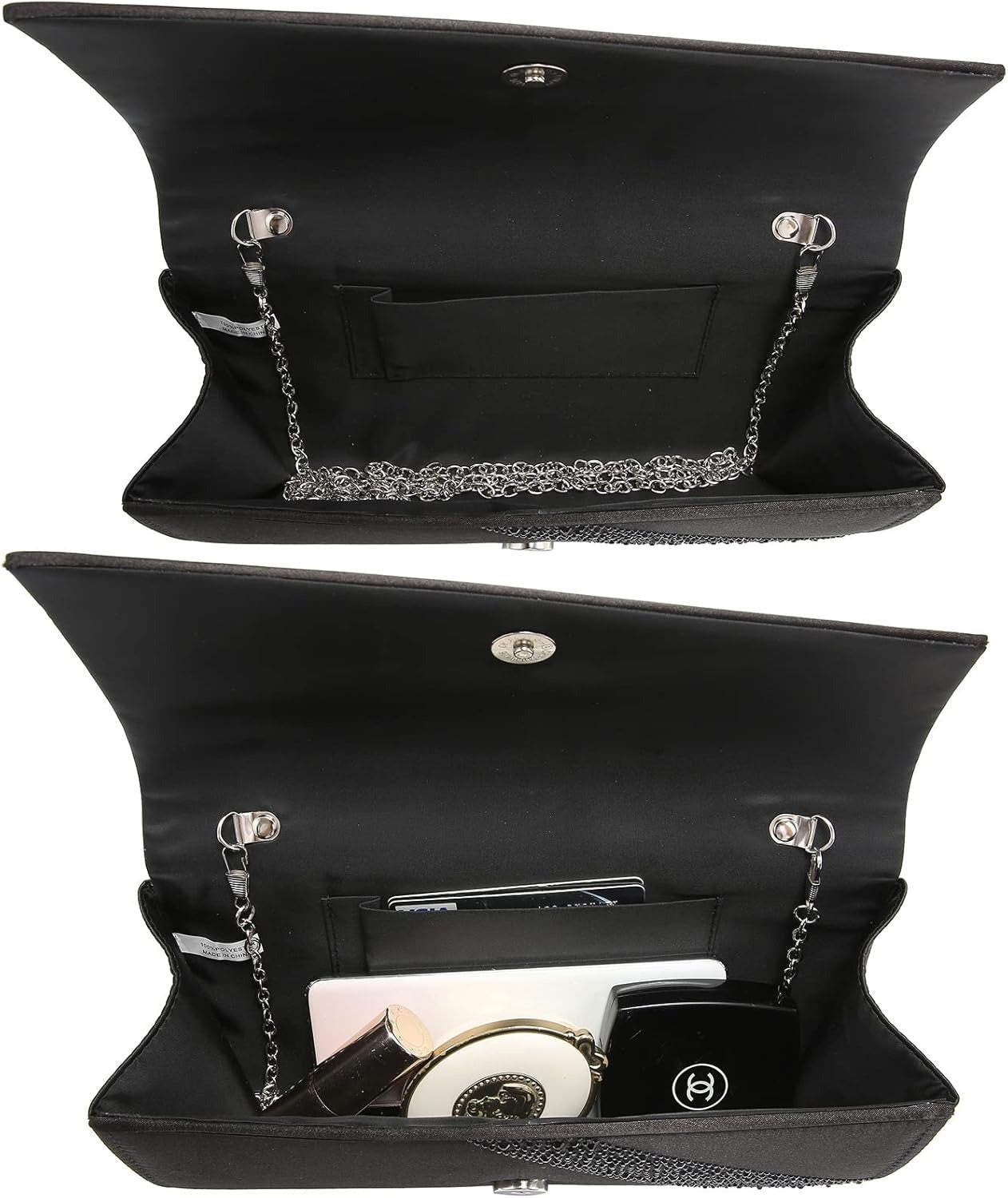 Women's Satin Rhinestone Clutch Evening Bags Sparkle Glitter Shiny Purse Handbag for Party Wedding Cocktail Prom