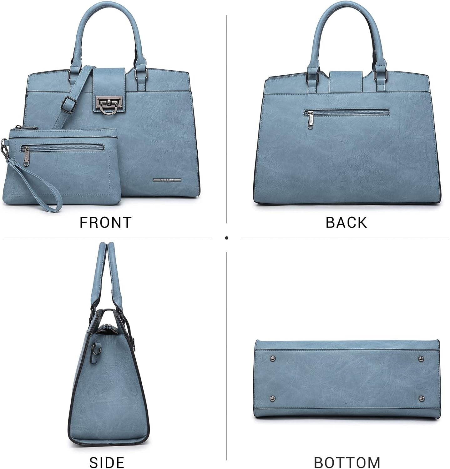 Handbags for Women Purses Monogram Satchel Purse Large Tote Ladies Handbag Shoulder Bags Top Handle Work Bag 2pcs Set