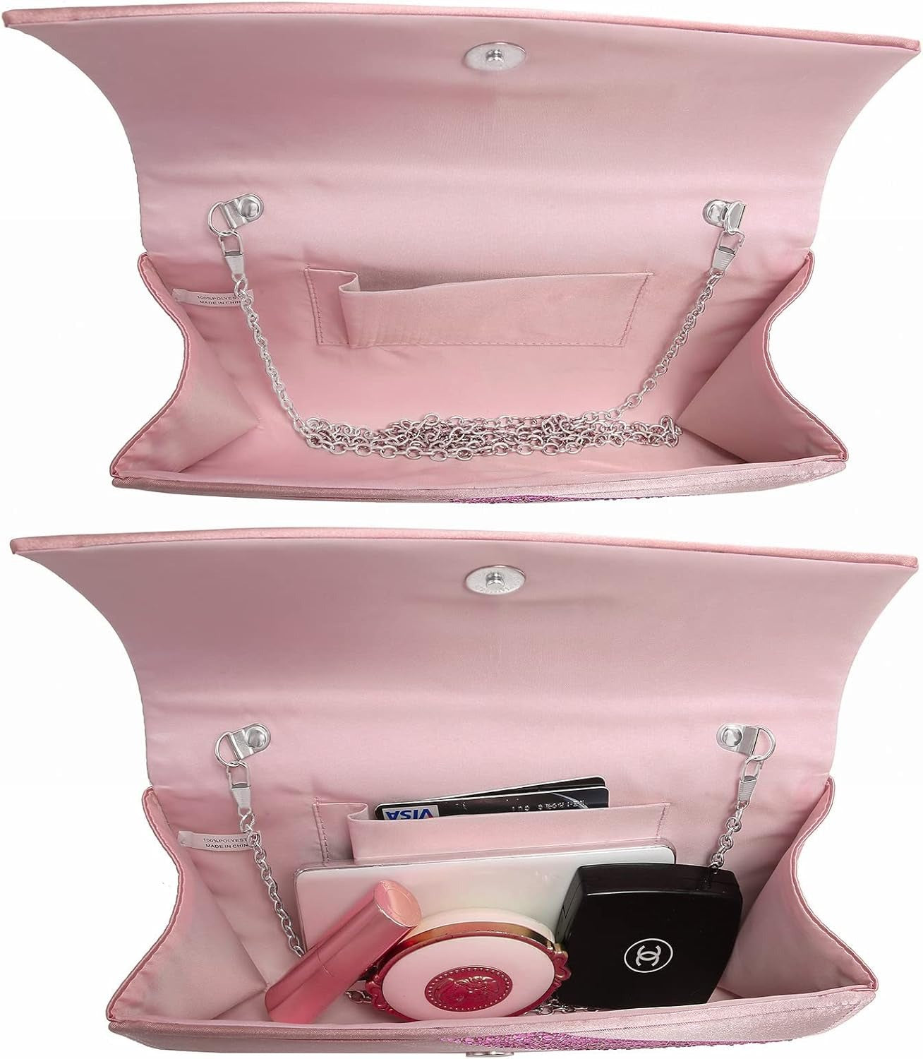 Women's Satin Rhinestone Clutch Evening Bags Sparkle Glitter Shiny Purse Handbag for Party Wedding Cocktail Prom