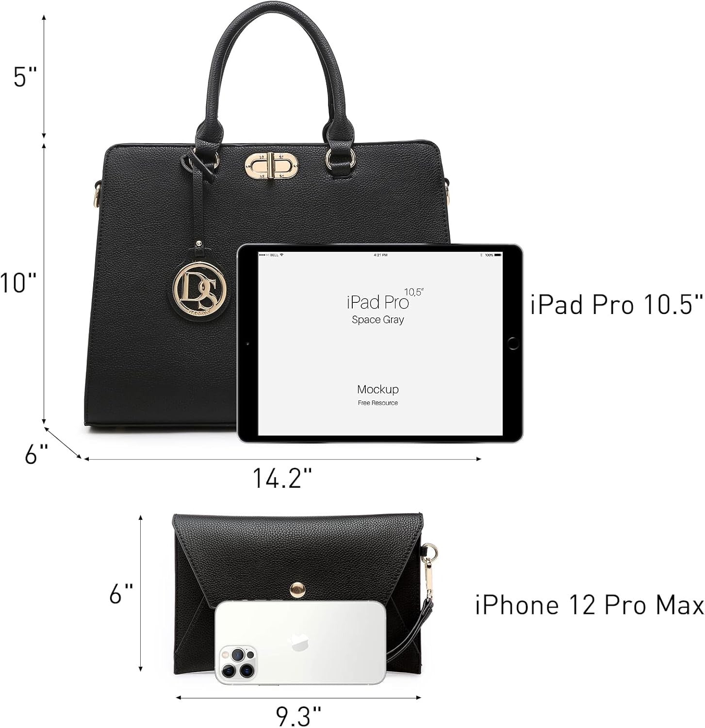 Women Handbags Purses Ladies Work Purse Satchel Tote Top Handle Shoulder Bags with Matching Clutch