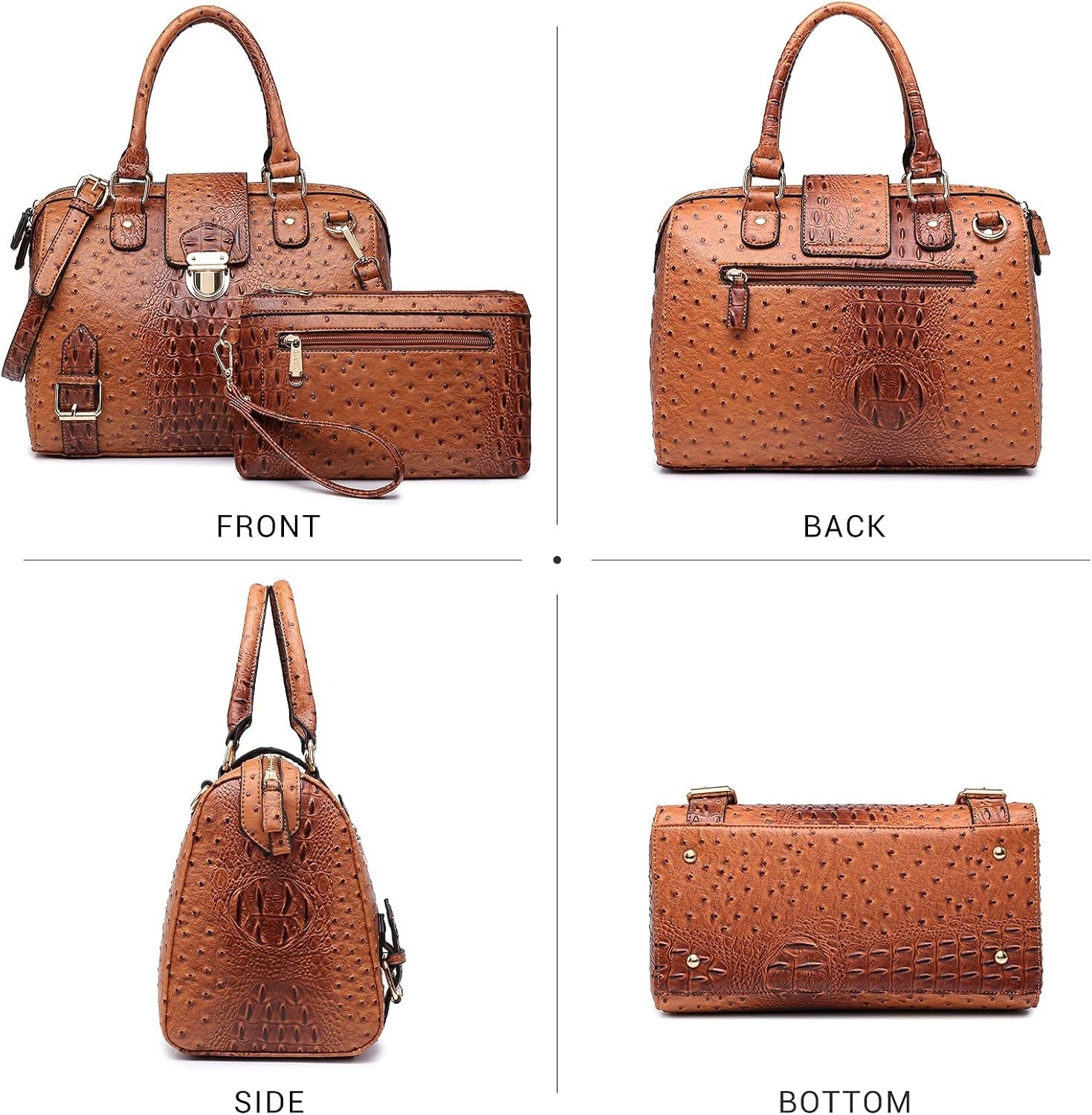 Women Barrel Handbags Fashion Satchel Bags Top Handle Shoulder Purses Vegan Leather Work Tote