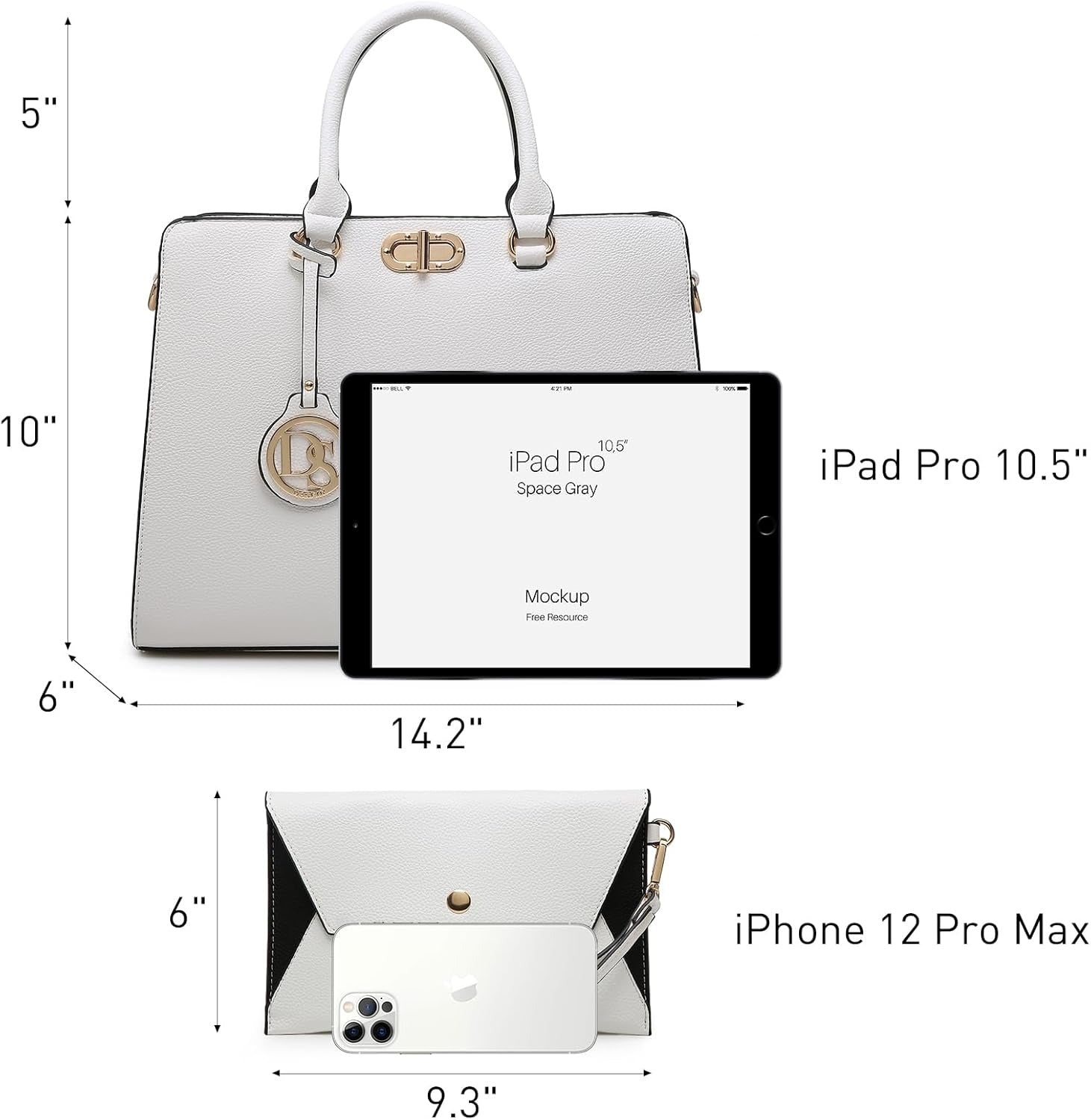 Women Handbags Purses Ladies Work Purse Satchel Tote Top Handle Shoulder Bags with Matching Clutch