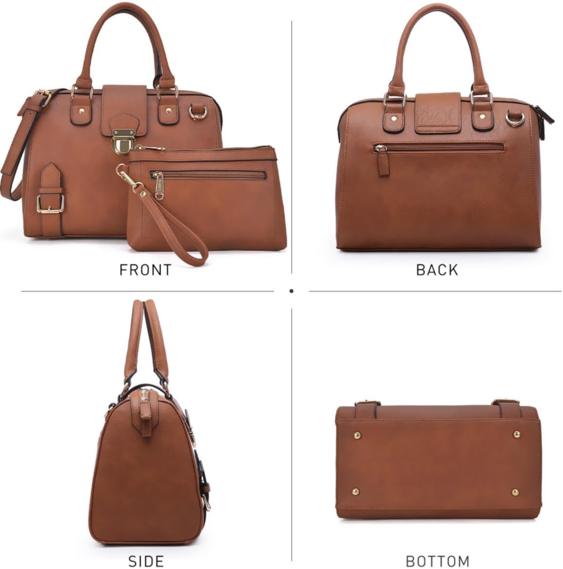 Women Barrel Handbags Fashion Satchel Bags Top Handle Shoulder Purses Vegan Leather Work Tote