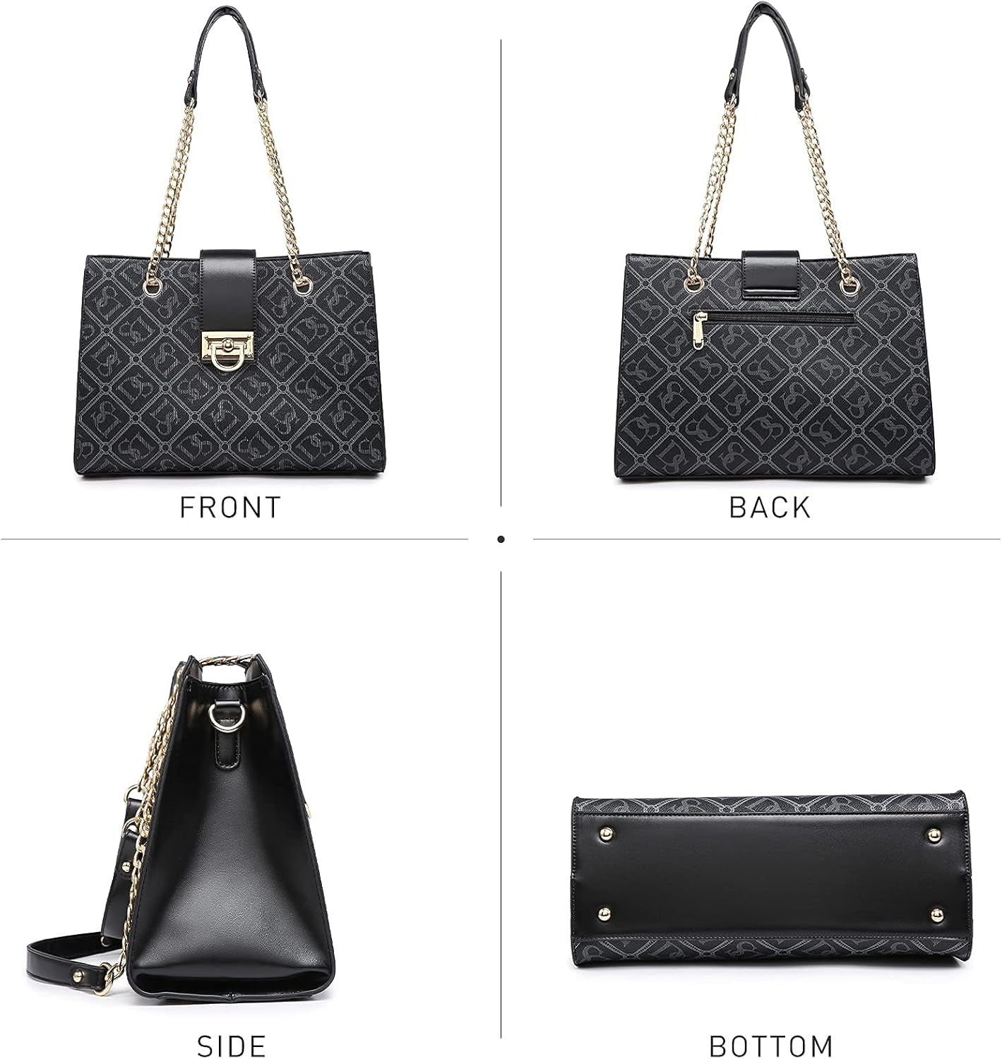 Leather Handbag Tote Hobo Bag for Women Shoulder Purse Top Handle Satchel Bag with Matching Clutch