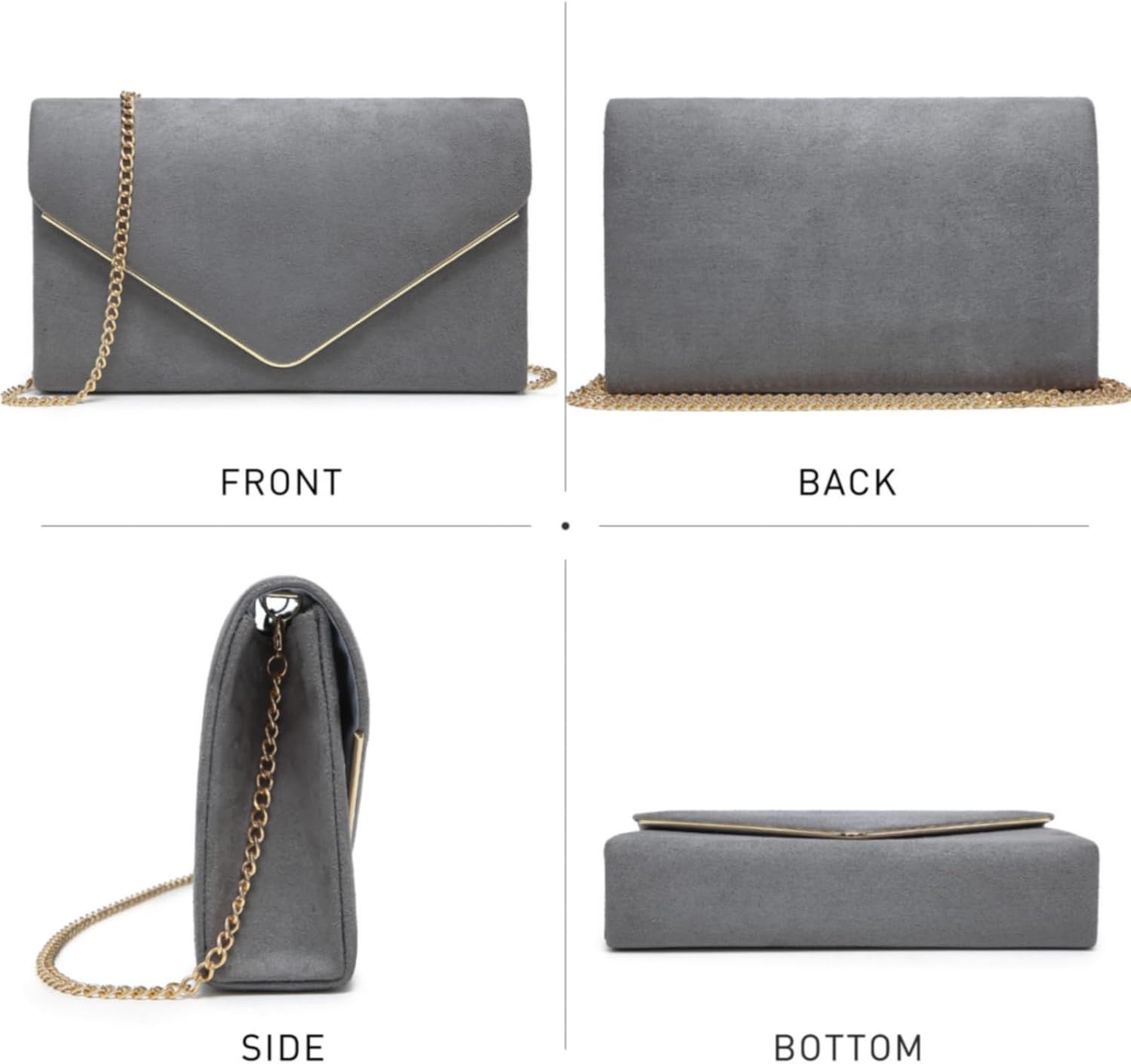 Women Faux Suede Evening Clutch Bags Formal Party Clutches Wedding Purses Cocktail Prom Clutches