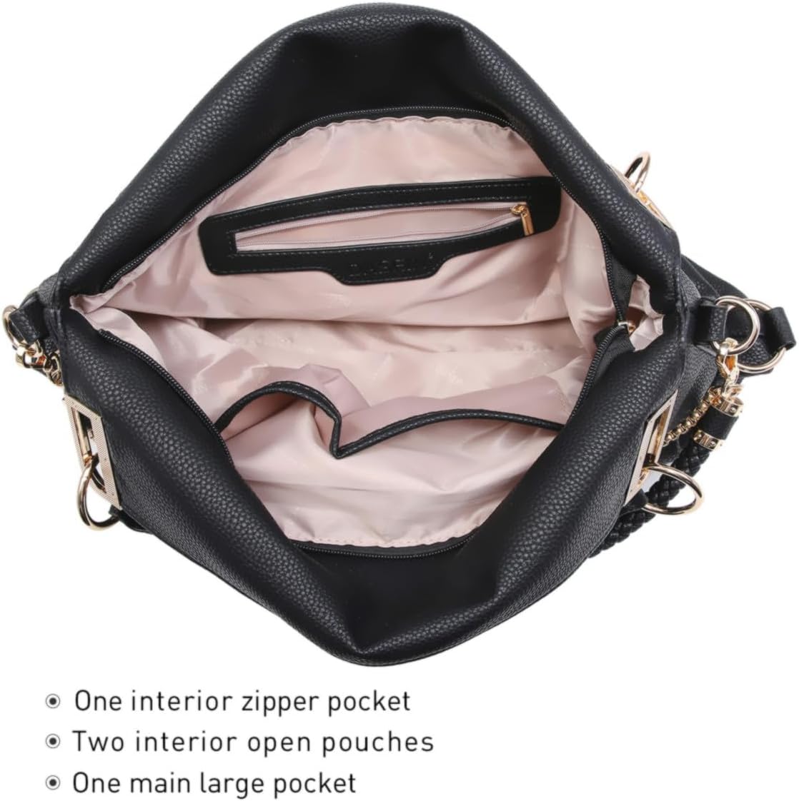 Women's Large Hobo Bag with Rhinestone Accents Vegan Leather Tote Purse Shoulder Handbag for Ladies