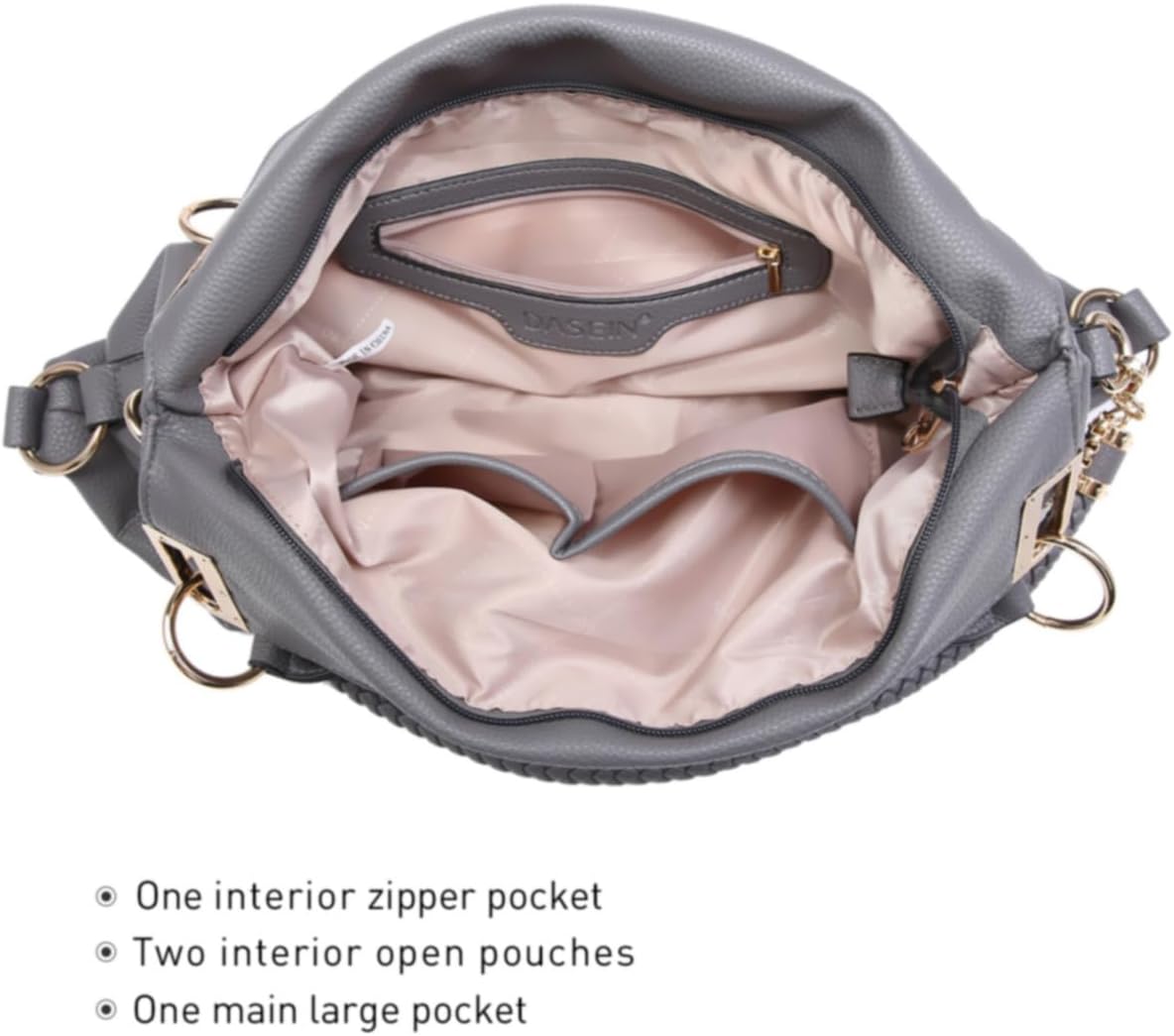 Women's Large Hobo Bag with Rhinestone Accents Vegan Leather Tote Purse Shoulder Handbag for Ladies