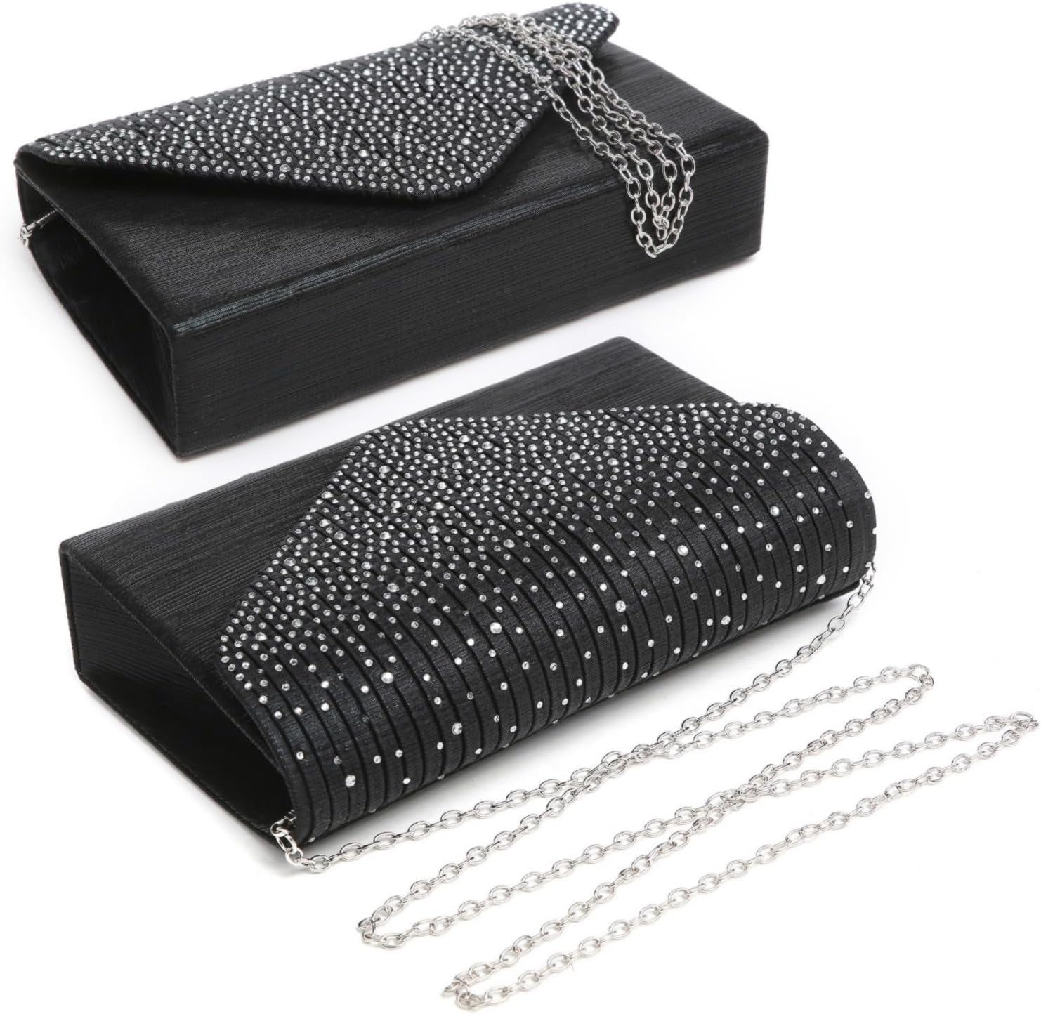 Ladies Frosted Satin Evening Clutch Purse Bag Crossbody Handbags Party Prom Wedding Envelope