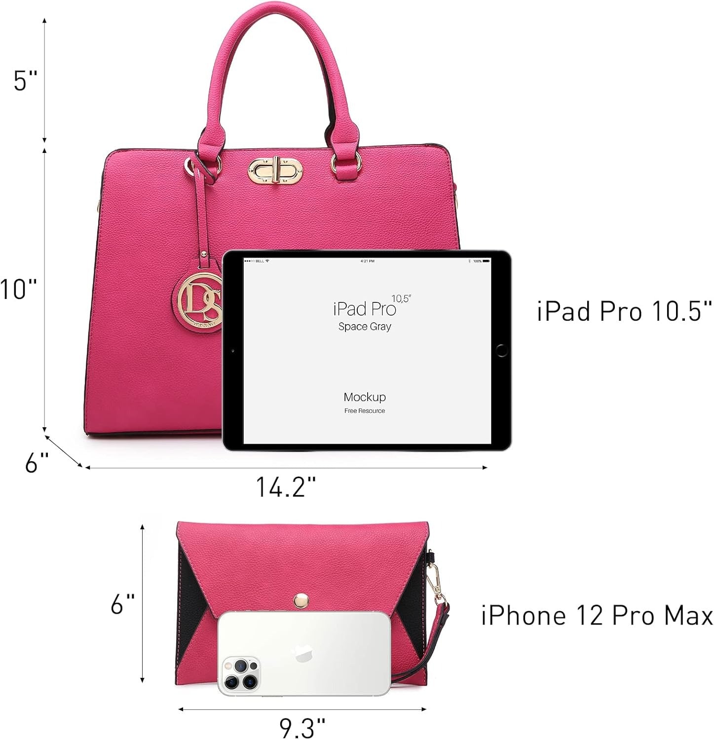 Women Handbags Purses Ladies Work Purse Satchel Tote Top Handle Shoulder Bags with Matching Clutch