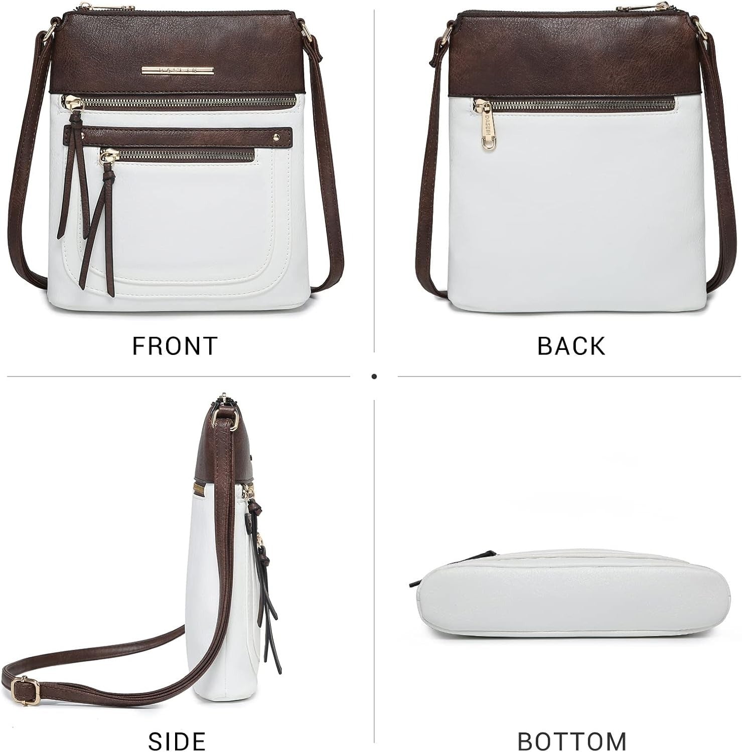 Crossbody Purse for Women Vegan Leather Shoulder Handbags Messenger Bags with Multi Zipper Pockets