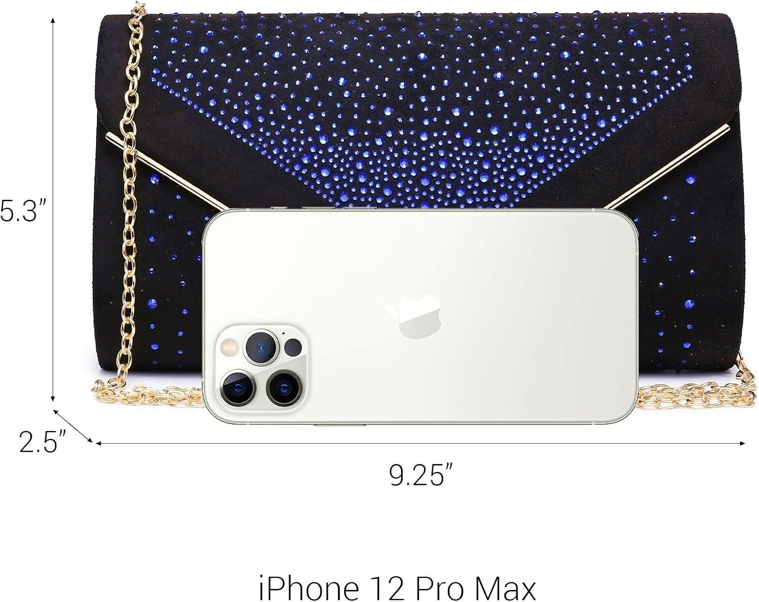 Women Rhinestone Evening Bag Faux Suede Clutch Formal Party Sparkly Purses Cocktail Wedding Handbag