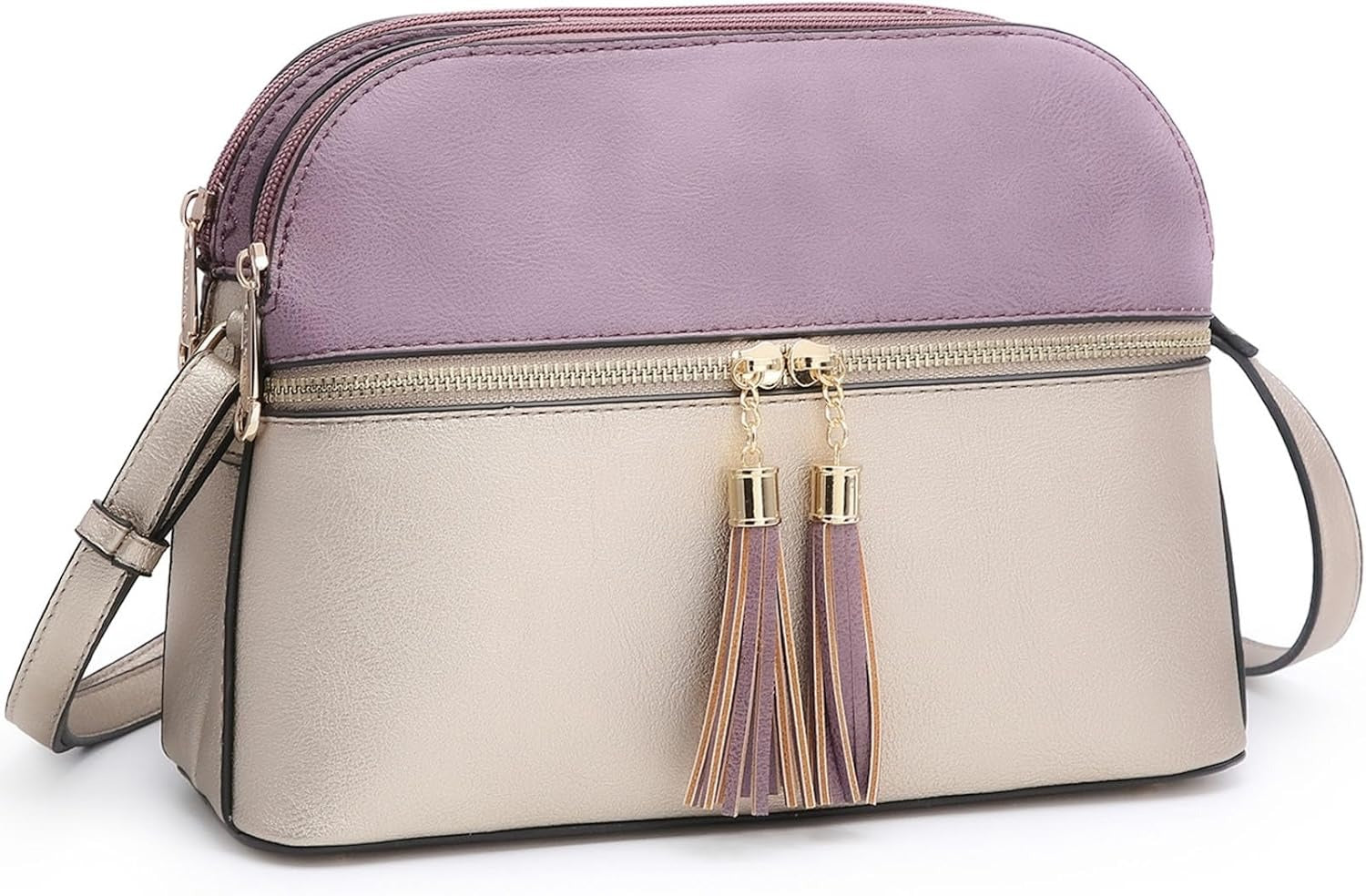 Women Tassel Zipper Pocket Crossbody Bag Shoulder Purse Fashion Travel Bag with Multi Pockets