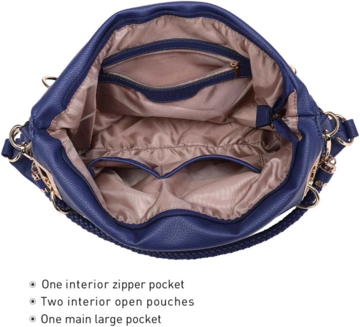 Women's Large Hobo Bag with Rhinestone Accents Vegan Leather Tote Purse Shoulder Handbag for Ladies