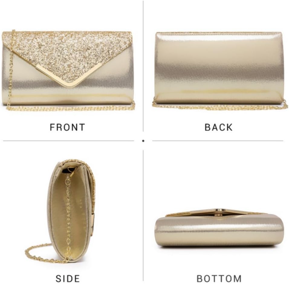 Women Evening Bags Formal Clutch Purses for Wedding Party Prom Handbags with Shoulder Strap and Glitter Flap | Formal, Wedding Party, Prom, with Shoulder Strap, Glitter Flap, Formal