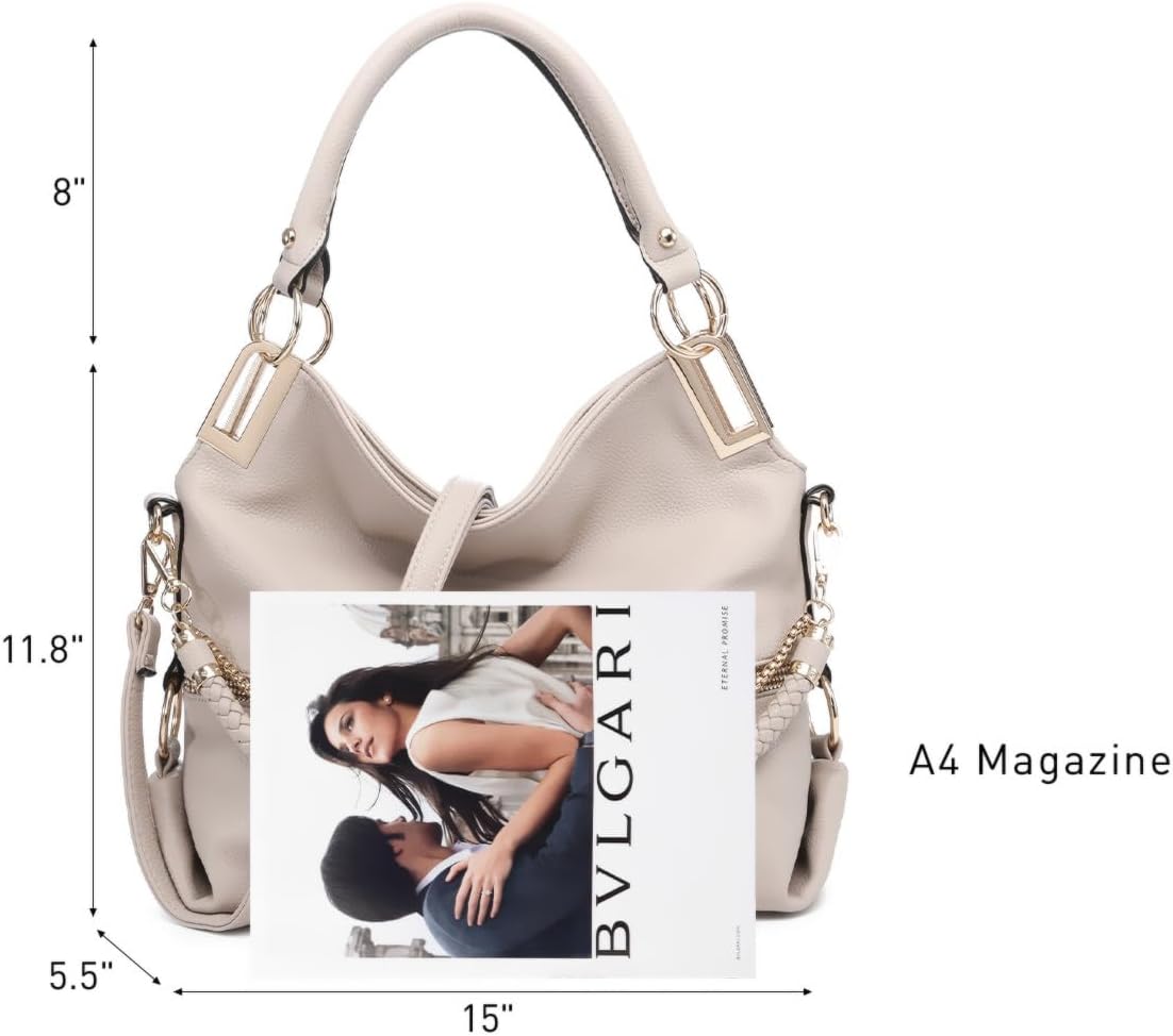 Women's Large Hobo Bag with Rhinestone Accents Vegan Leather Tote Purse Shoulder Handbag for Ladies