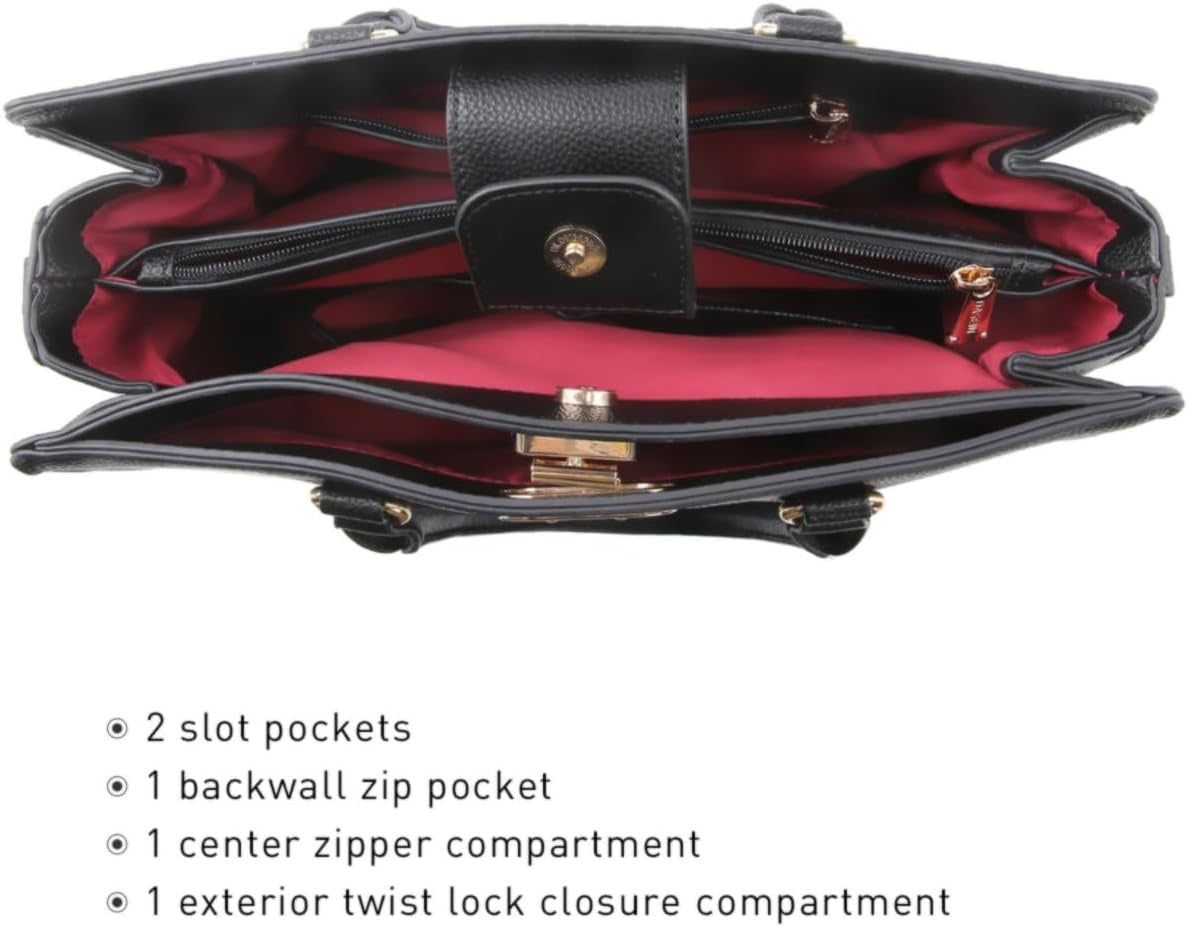 Women Handbags Purses Ladies Work Purse Satchel Tote Top Handle Shoulder Bags with Matching Clutch