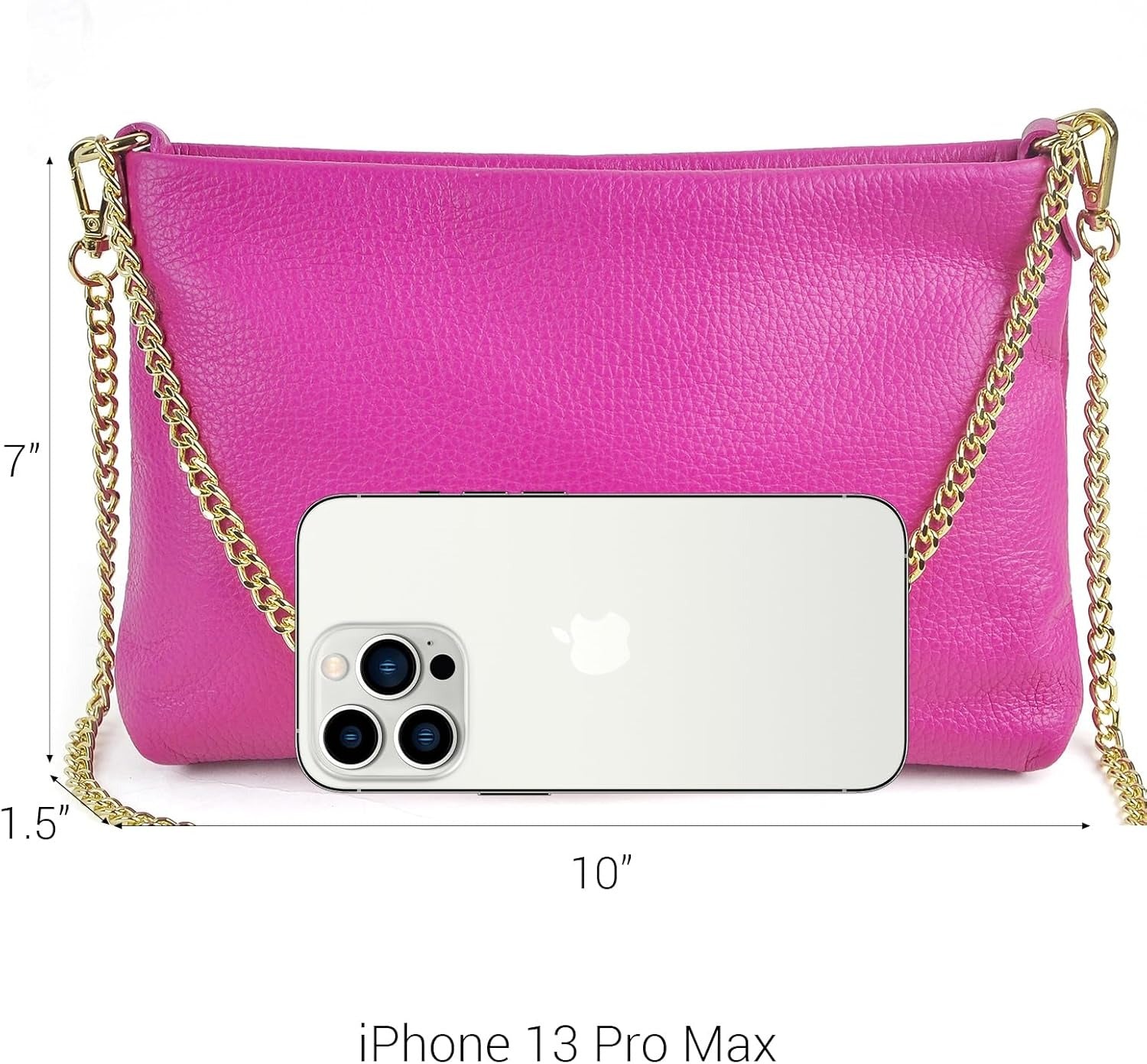 Italian Genuine Leather Handbag for Women Clutch Evening Bag Gold Chain Strap Shoulder Bag Crossbody Purse