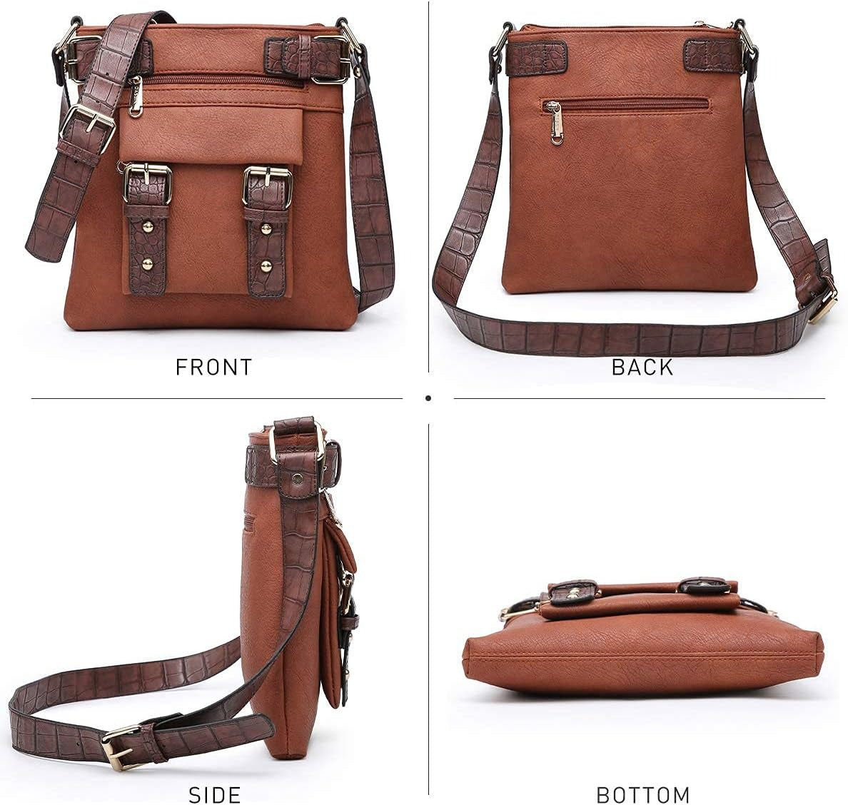 Women Lightweight Crossbody Bags Soft Vegan Leather Messenger Bag Shoulder Bag Travel Purse
