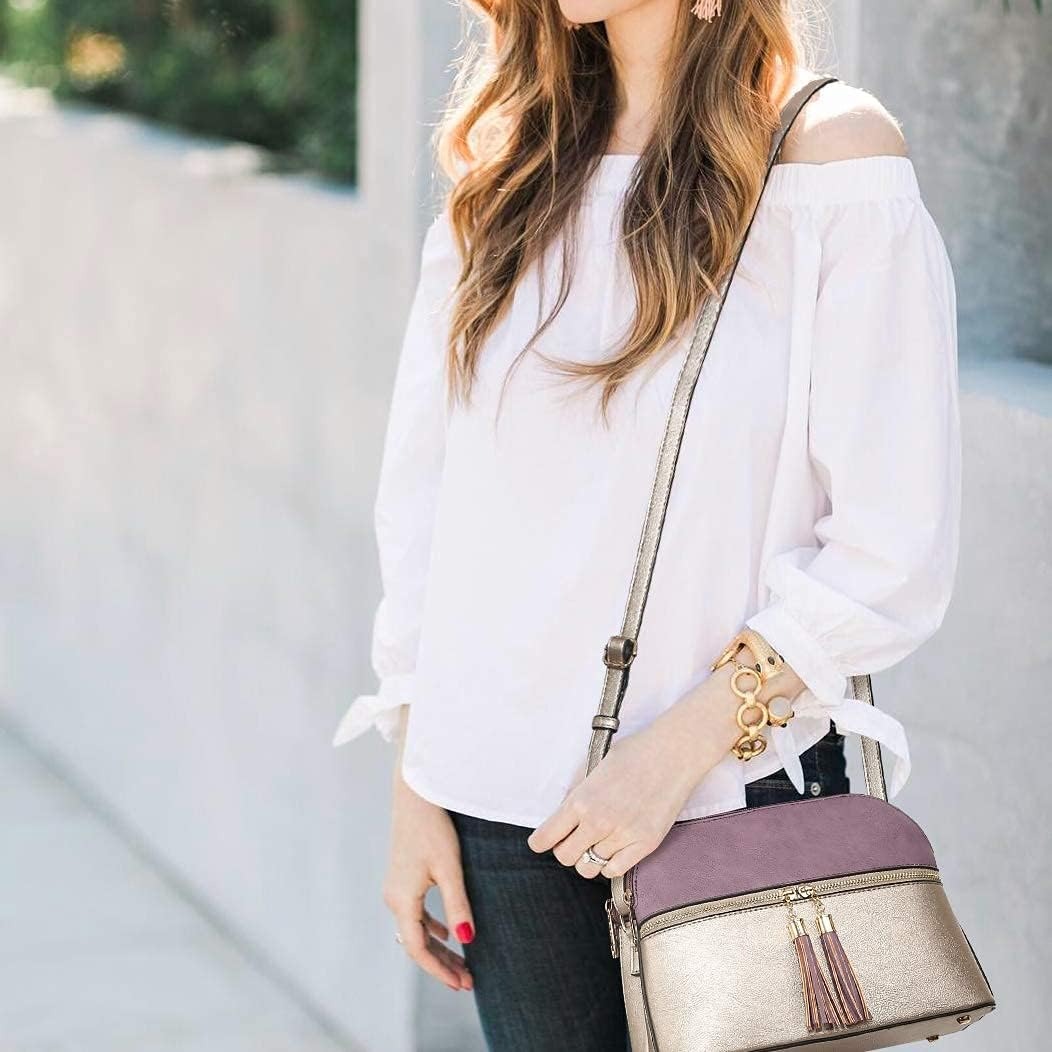 Women Tassel Zipper Pocket Crossbody Bag Shoulder Purse Fashion Travel Bag with Multi Pockets