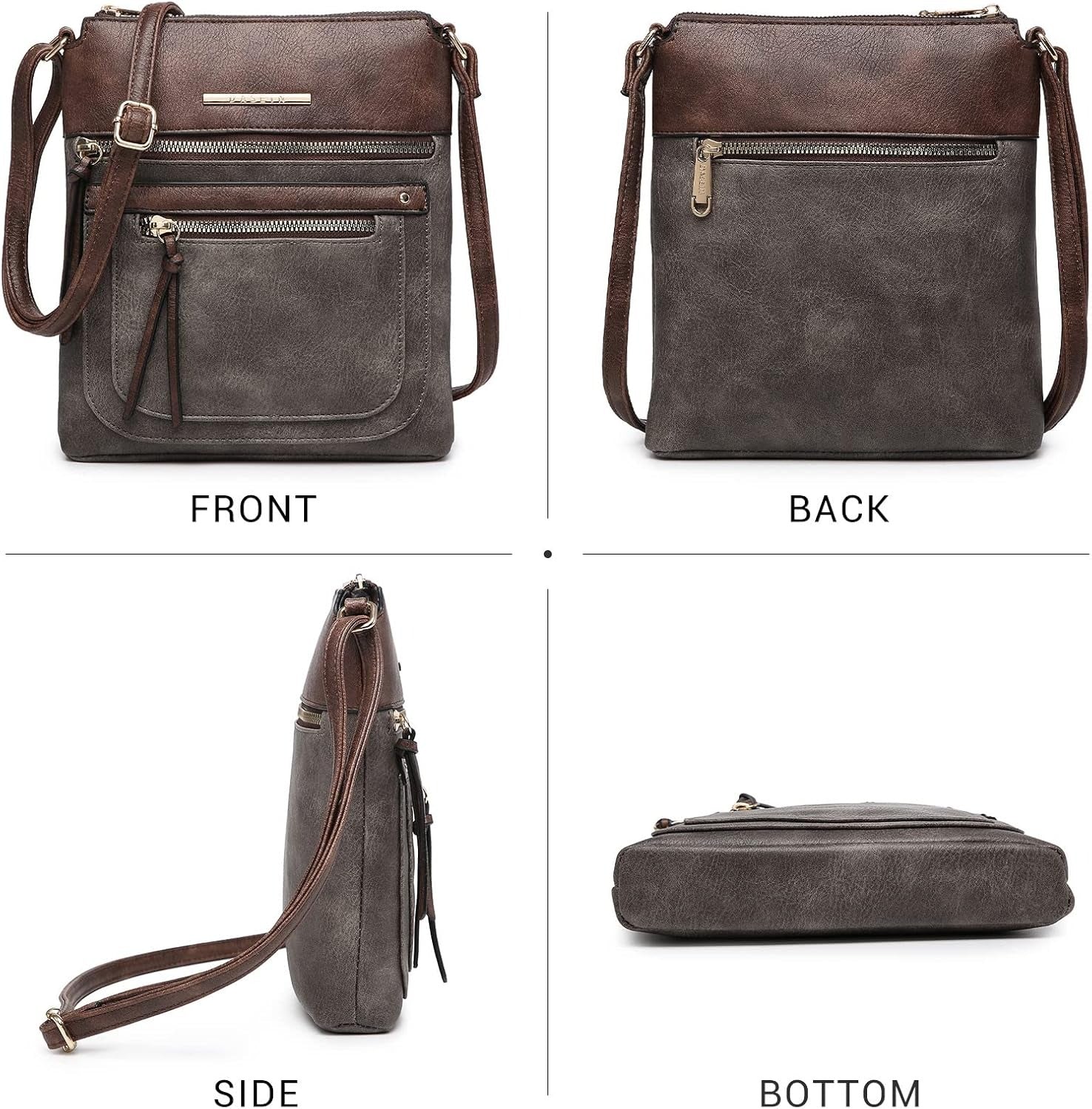 Crossbody Purse for Women Vegan Leather Shoulder Handbags Messenger Bags with Multi Zipper Pockets