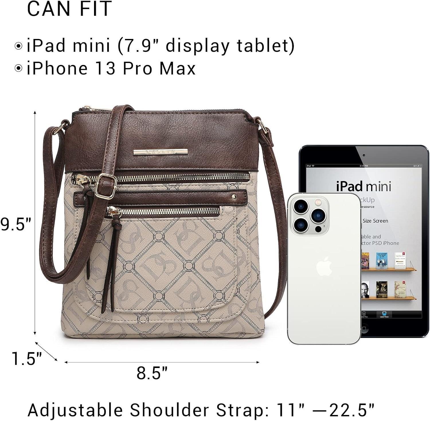Crossbody Purse for Women Vegan Leather Shoulder Handbags Messenger Bags with Multi Zipper Pockets