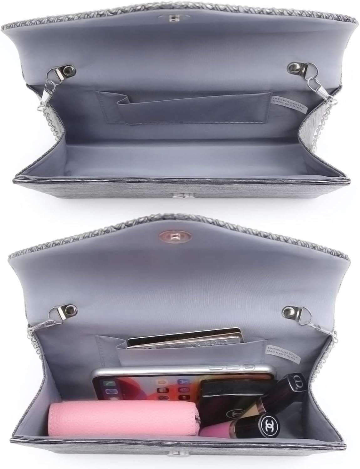 Ladies Frosted Satin Evening Clutch Purse Bag Crossbody Handbags Party Prom Wedding Envelope