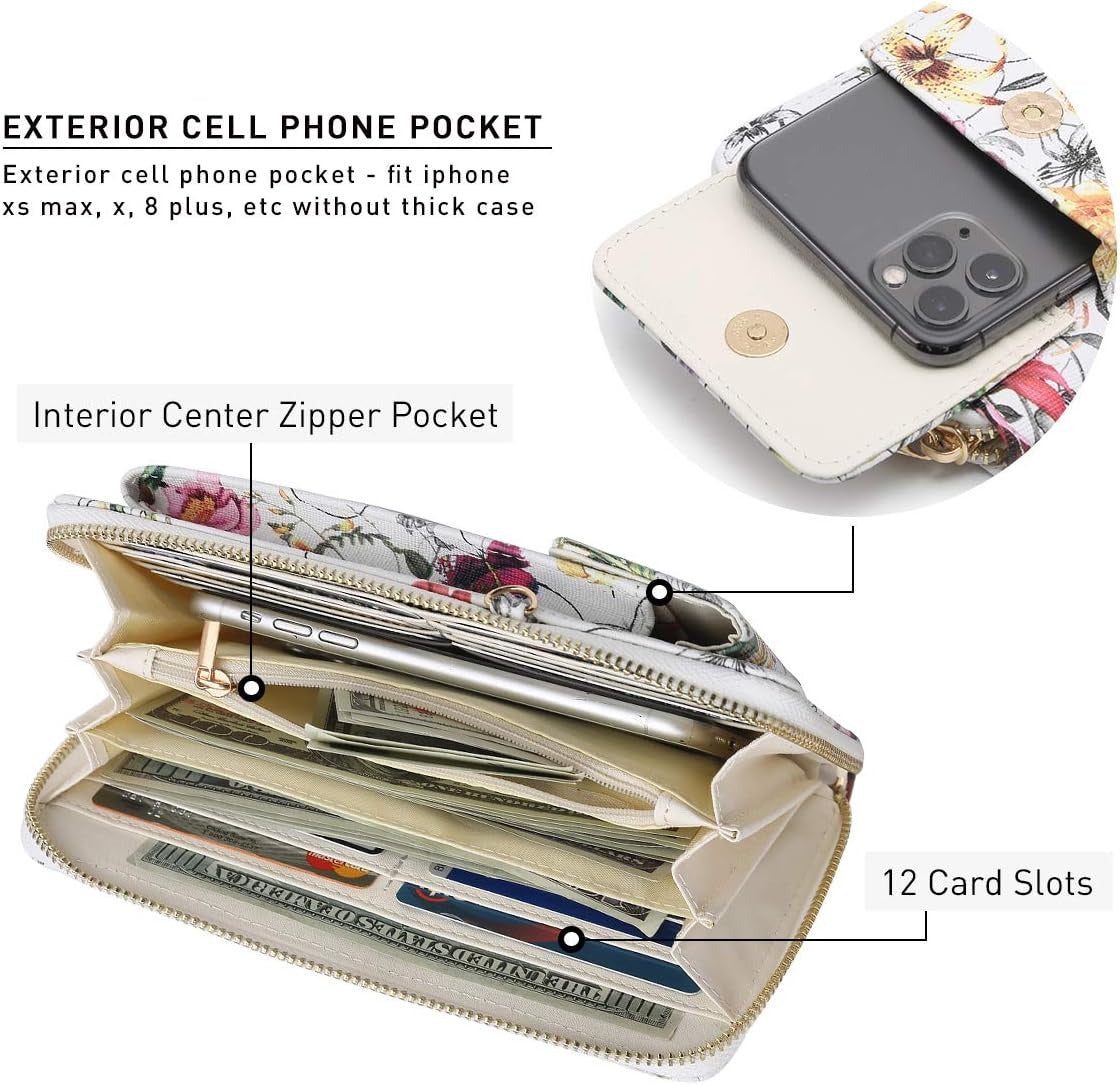 Crossbody Bag Phone Purse Handbag for Women Shoulder Bag Credit Card Wristlet Wallet with Multi Pockets