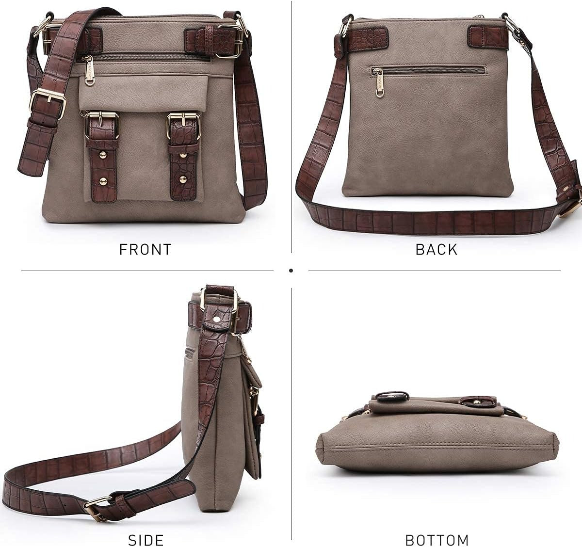 Women Lightweight Crossbody Bags Soft Vegan Leather Messenger Bag Shoulder Bag Travel Purse