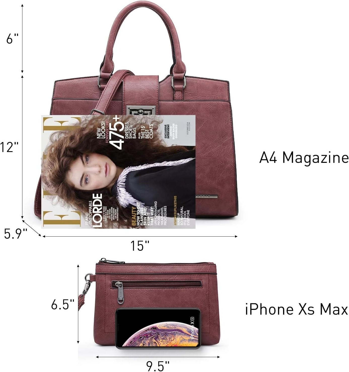 Handbags for Women Purses Monogram Satchel Purse Large Tote Ladies Handbag Shoulder Bags Top Handle Work Bag 2pcs Set