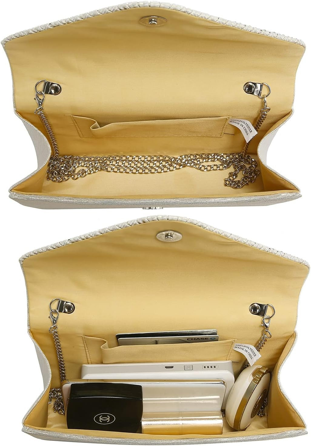 Ladies Frosted Satin Evening Clutch Purse Bag Crossbody Handbags Party Prom Wedding Envelope
