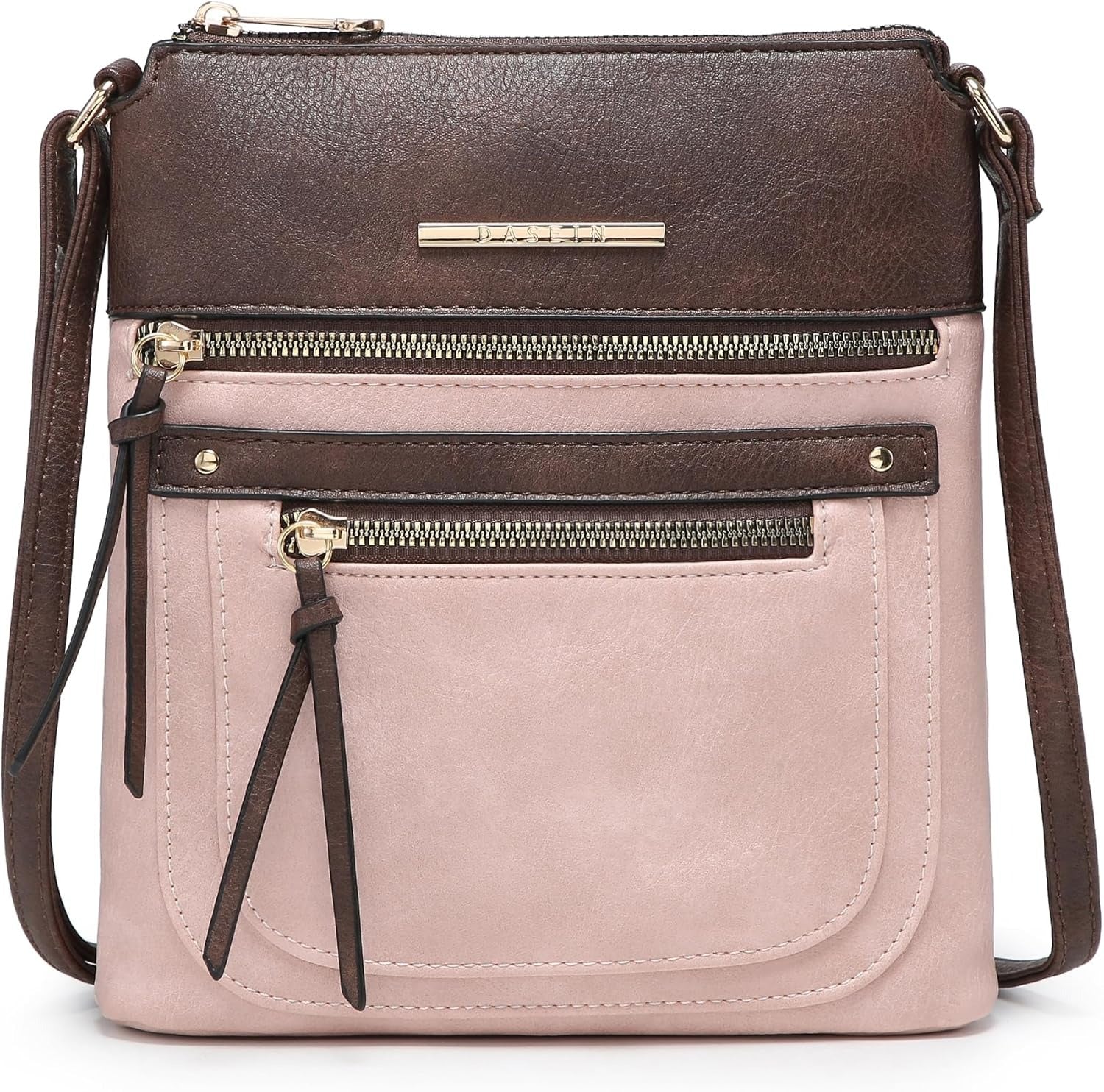 Crossbody Purse for Women Vegan Leather Shoulder Handbags Messenger Bags with Multi Zipper Pockets