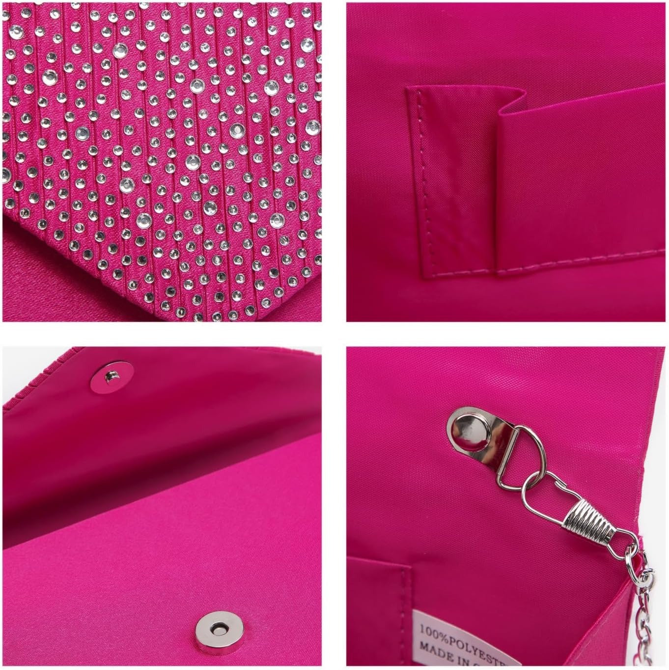 Ladies Frosted Satin Evening Clutch Purse Bag Crossbody Handbags Party Prom Wedding Envelope