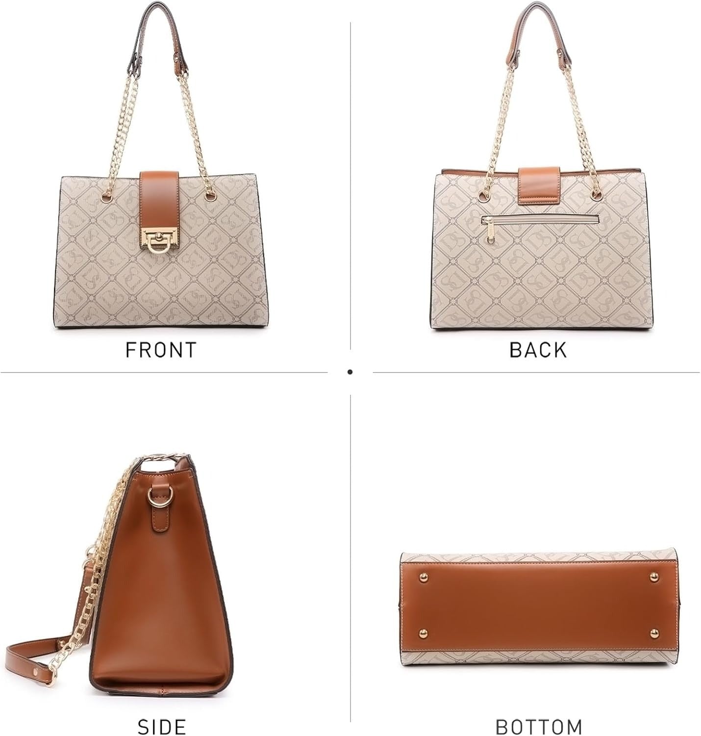 Leather Handbag Tote Hobo Bag for Women Shoulder Purse Top Handle Satchel Bag with Matching Clutch