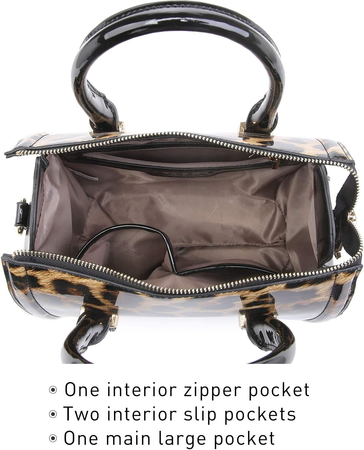 Shiny Patent Faux Leather Handbags Barrel Top Handle Purse Satchel Bag Shoulder Bag for Women