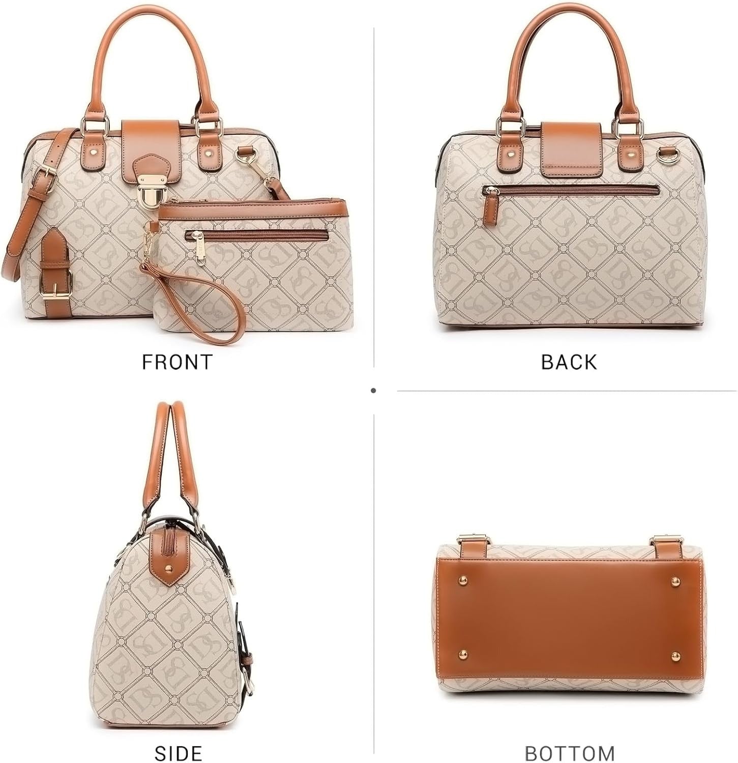 Women Barrel Handbags Fashion Satchel Bags Top Handle Shoulder Purses Vegan Leather Work Tote