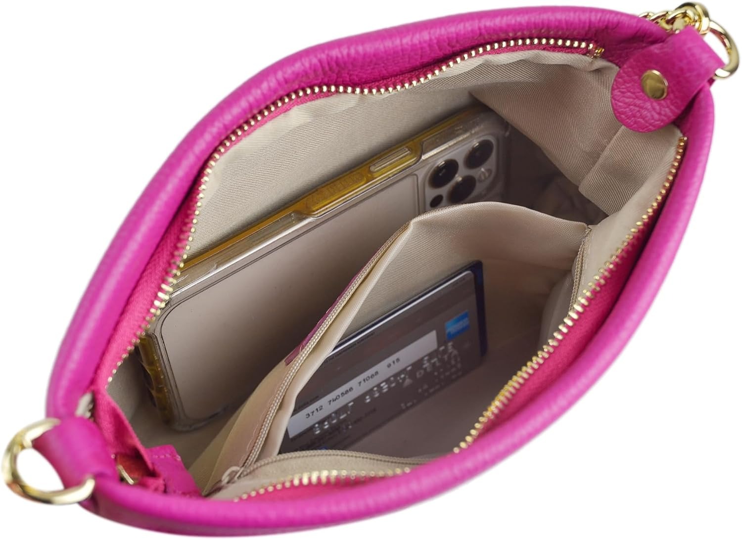 Italian Genuine Leather Handbag for Women Clutch Evening Bag Gold Chain Strap Shoulder Bag Crossbody Purse