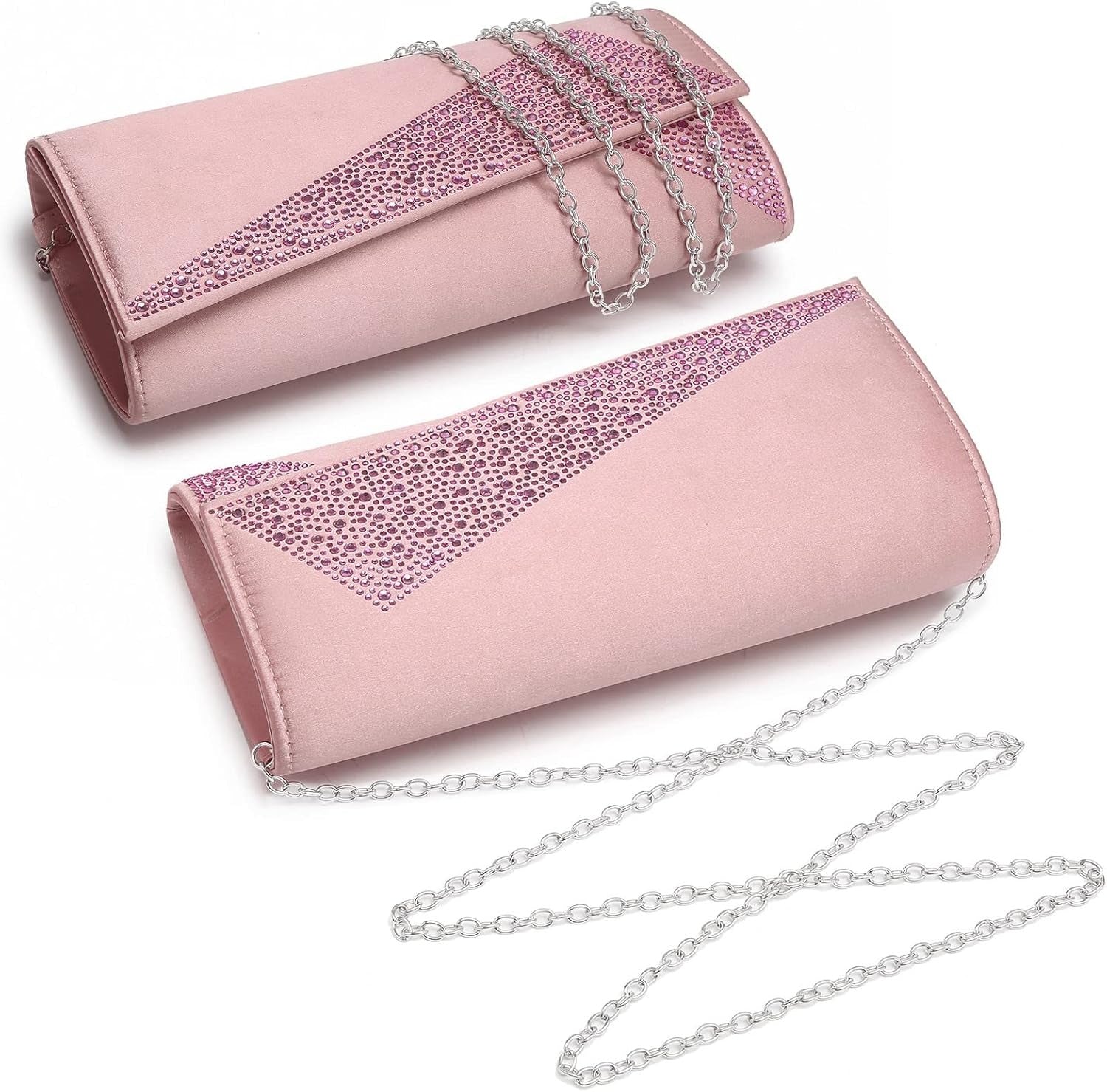 Women's Satin Rhinestone Clutch Evening Bags Sparkle Glitter Shiny Purse Handbag for Party Wedding Cocktail Prom