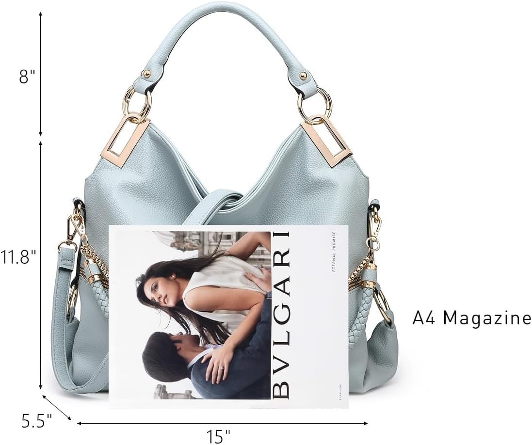 Women's Large Hobo Bag with Rhinestone Accents Vegan Leather Tote Purse Shoulder Handbag for Ladies